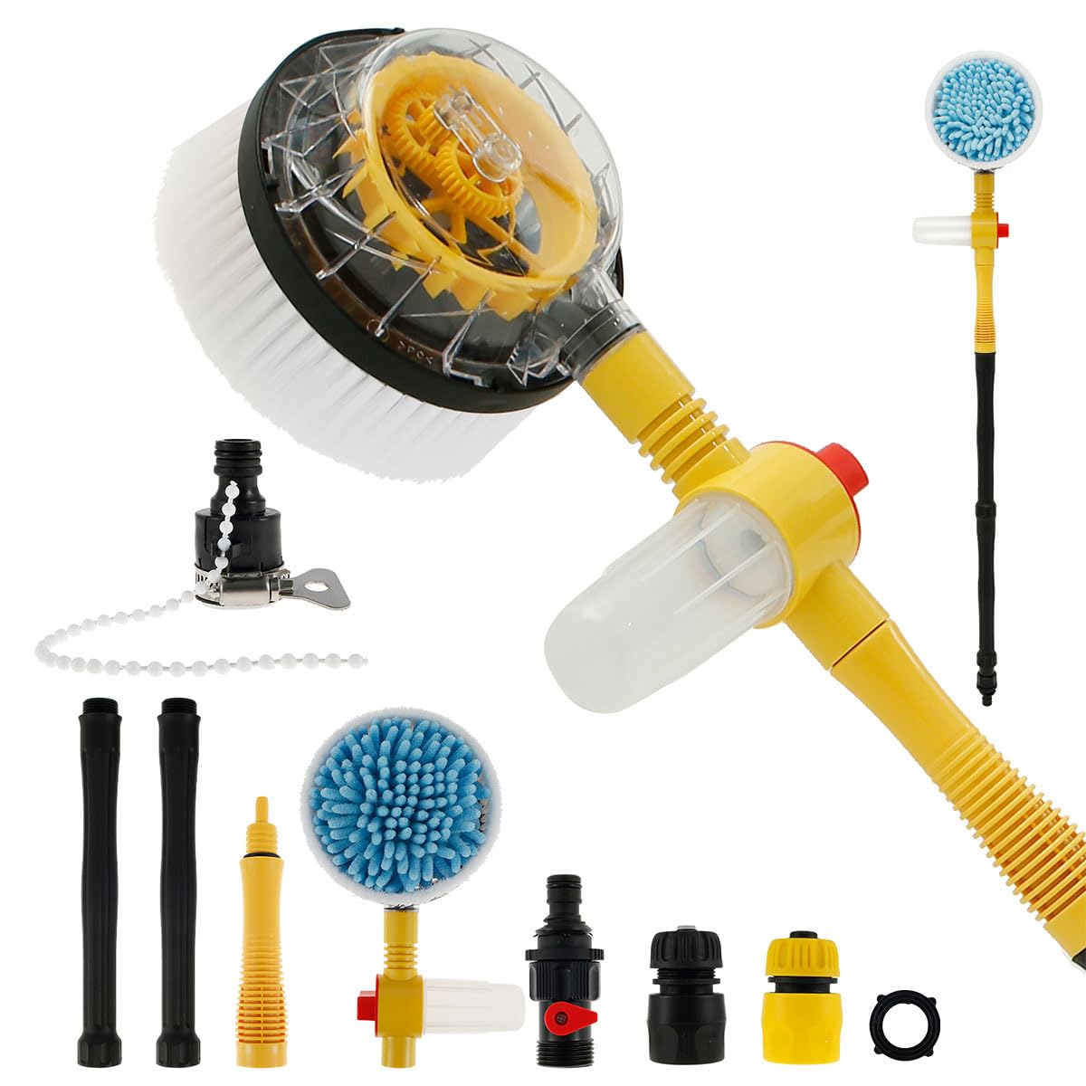 Car Wash Brush Kit 360 Auto Rotating Long Handle Car Washing Cleaning Brush