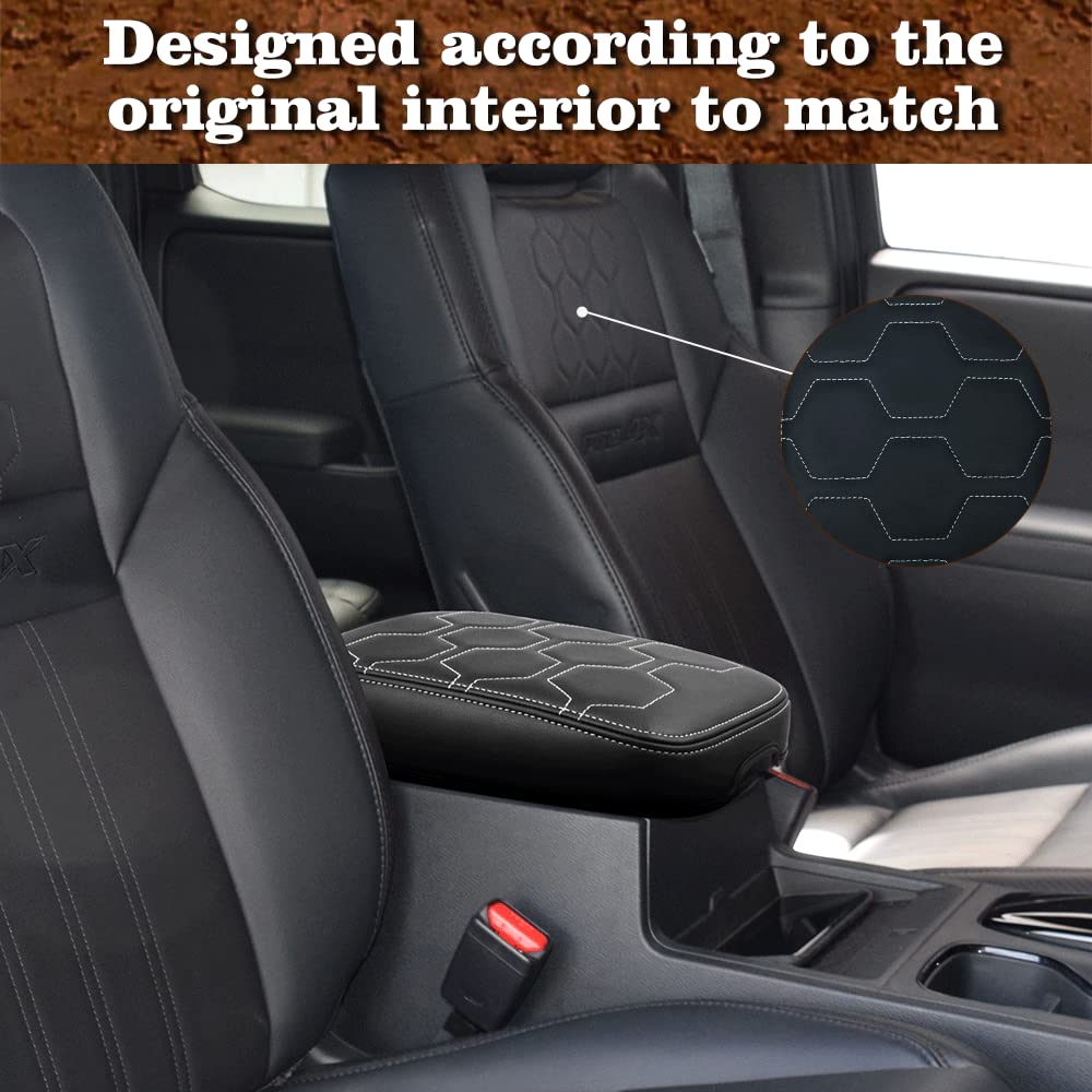 Muslogy For Frontier Center Console Pad Armrest Box Cover Vegan Leather Soft Accessories Armrest Lid Protector Compatible With N
