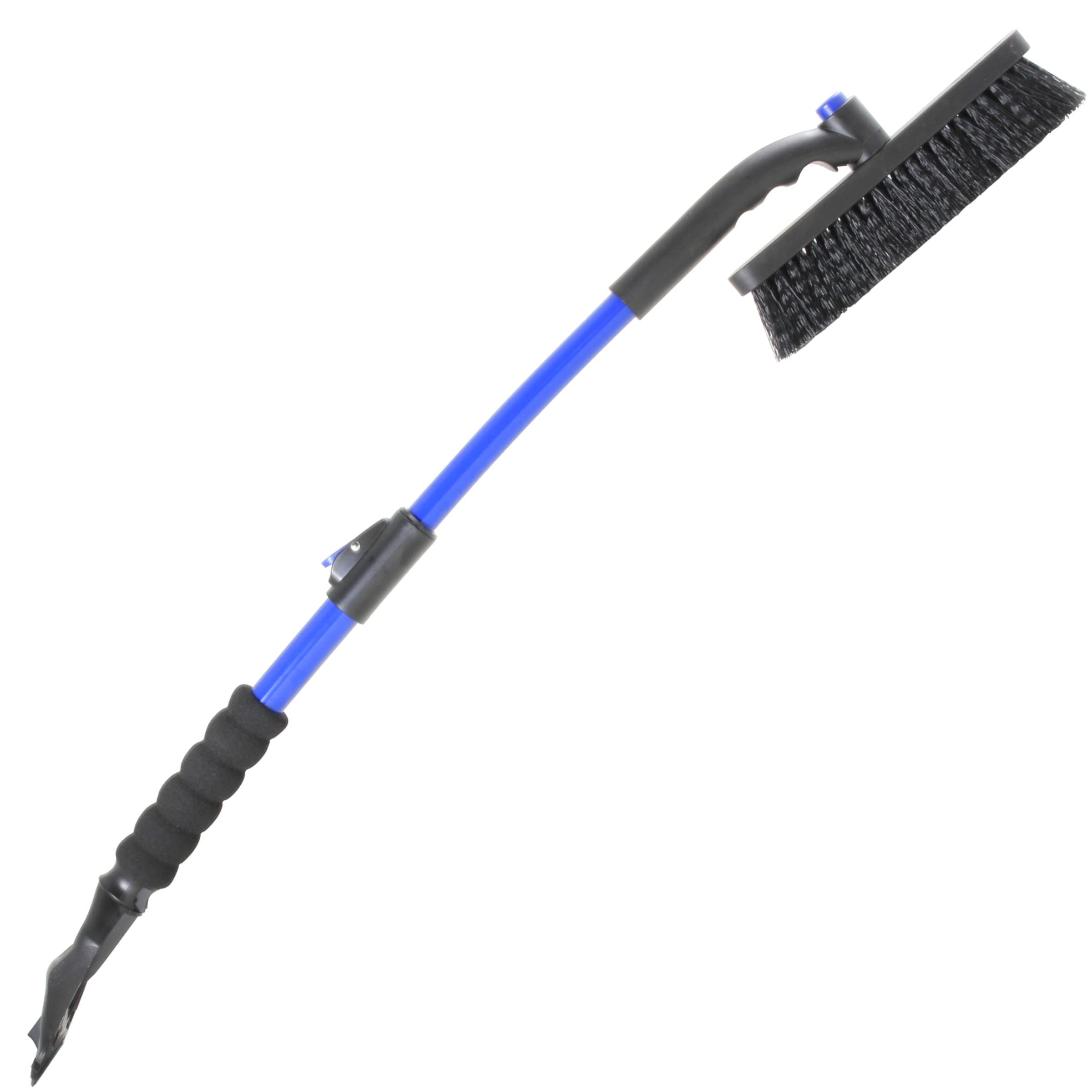 Subzero 14035 35'' Crossover Super Duty Extendable Snowbroom With Pivoting Head And Integrated Ice Scraper, Blue