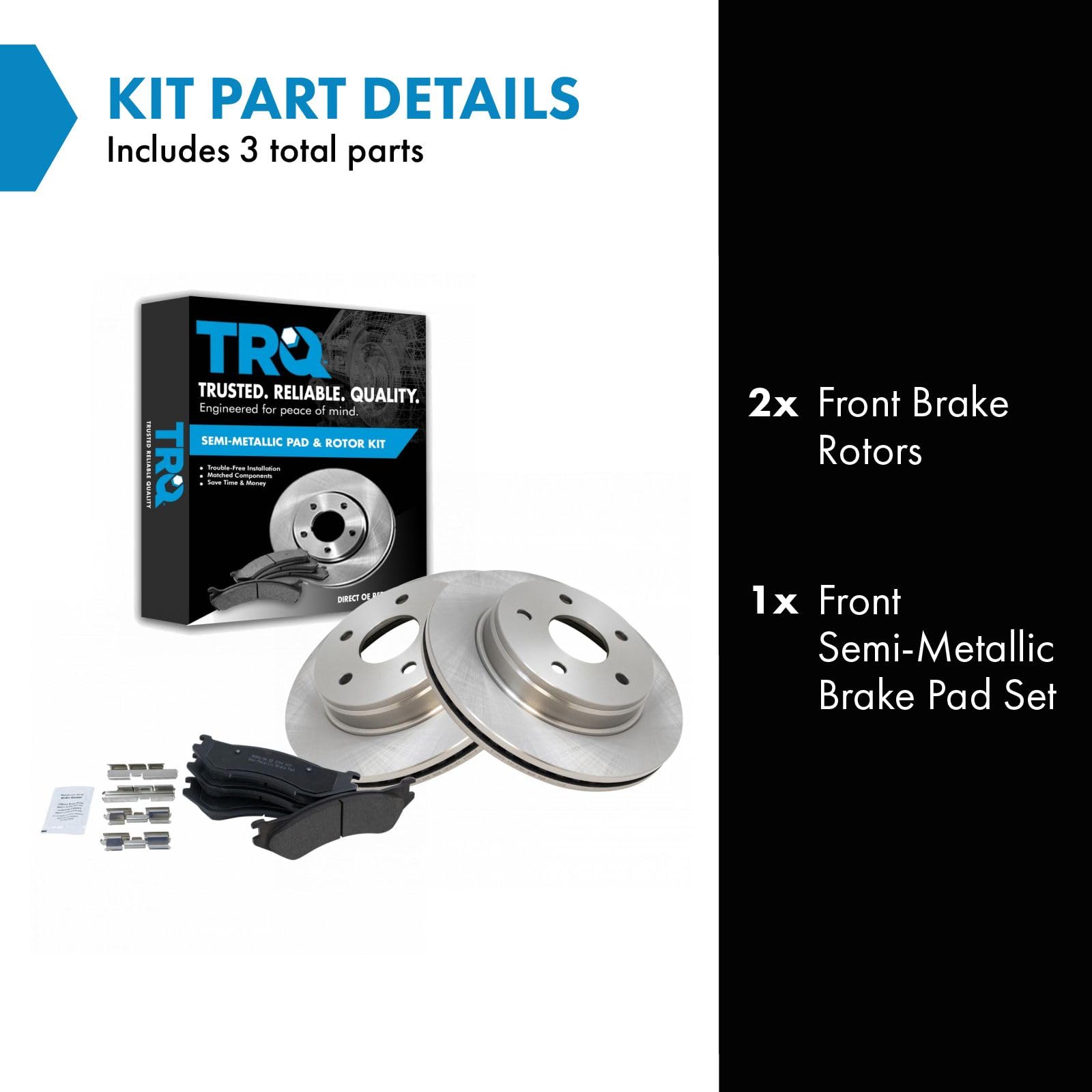 Trq Front Brake Pad & Rotor Kit Brake Pads Brake Rotor Semi-Metallic Compatible With 2004-2006 Dodge Durango 2003-2005 Ram 1500