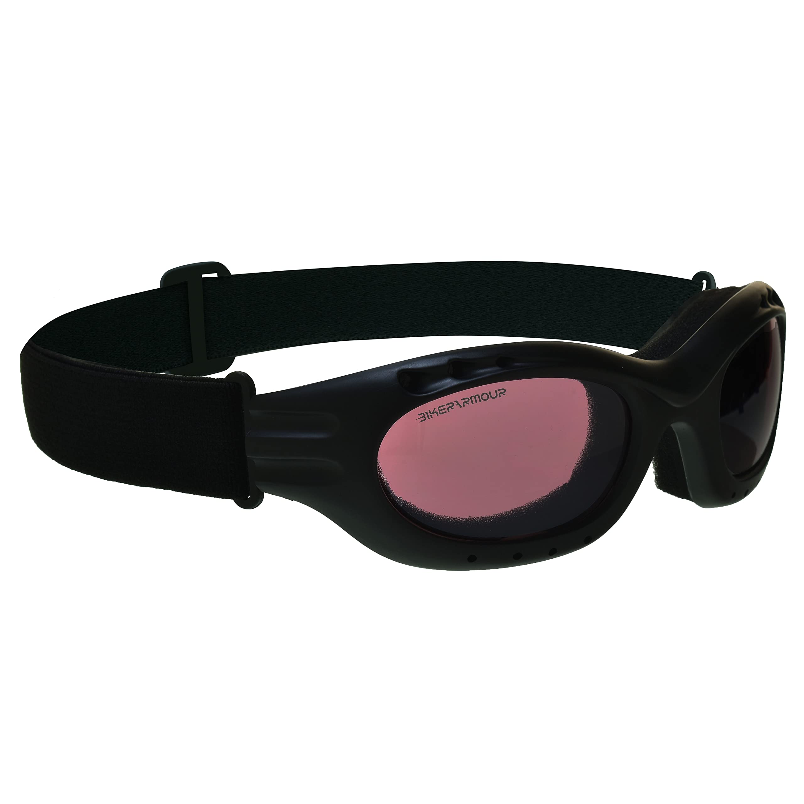 Bikershades Motorcycle Goggles Sunglasses Anti Glare Polarized Rose Lens Foam Cushion Adjustable Strap Ski Sky Diving