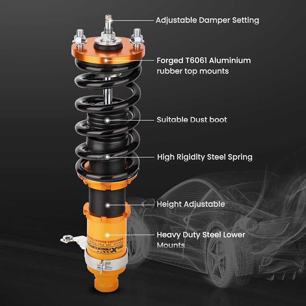 maXpeedingrods Coilover Adjustable for Honda Civic 1989-2000 CRX 1989-1991 Delsol 1993-1997, for Acura Integra 1994-2001, 24 Lev