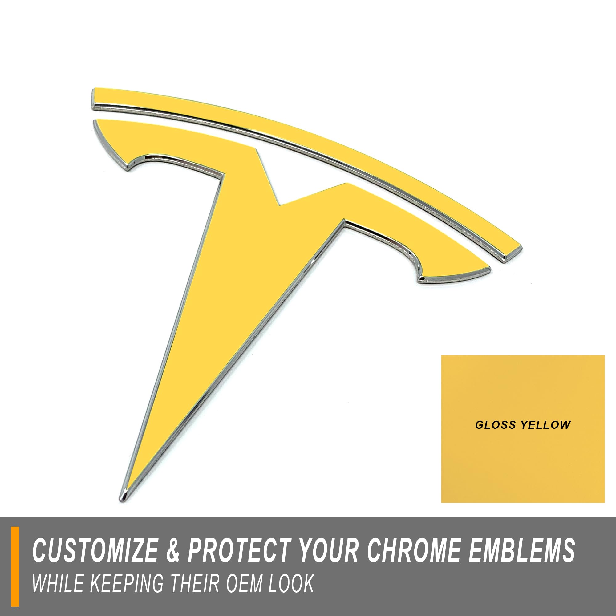 Custom Cut Graphics Vinyl Logo Wrap for Tesla Model 3 (2024 to Current), Standard Wrap, 2 pc-Set (Gloss Yellow)