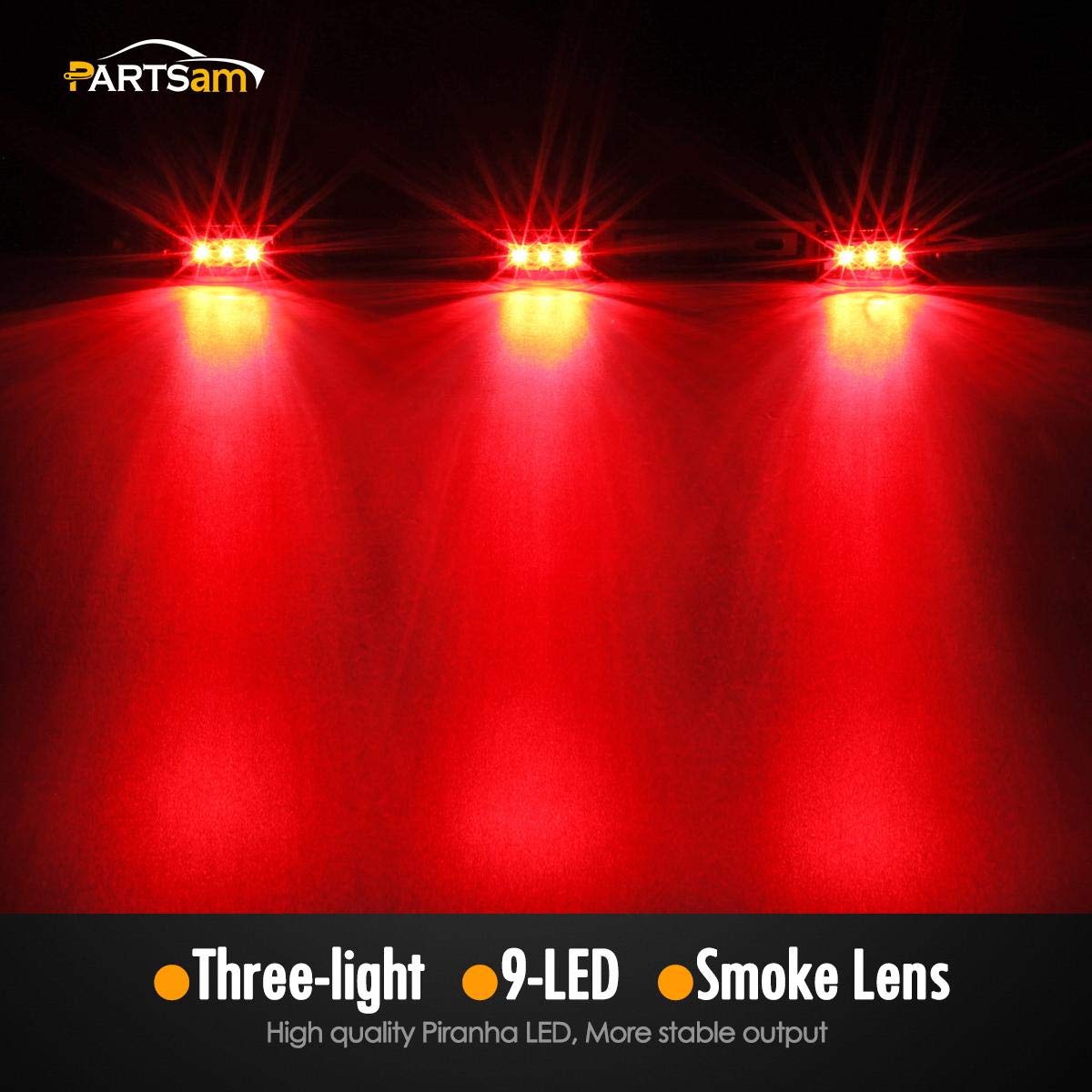 Partsam 14.17 '' Red Led Truck Trailer Smoked Red Clearance Id 3 Lamps Trailer Identification Light Bar W Black Stainless Steel