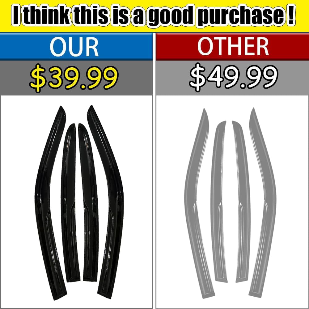 Tape-on Rain Guards for 2011-2023 Dodge Charger, for 2011-2023 Dodge Charger Accessories,Side Vent Visors Shades Window Deflecto