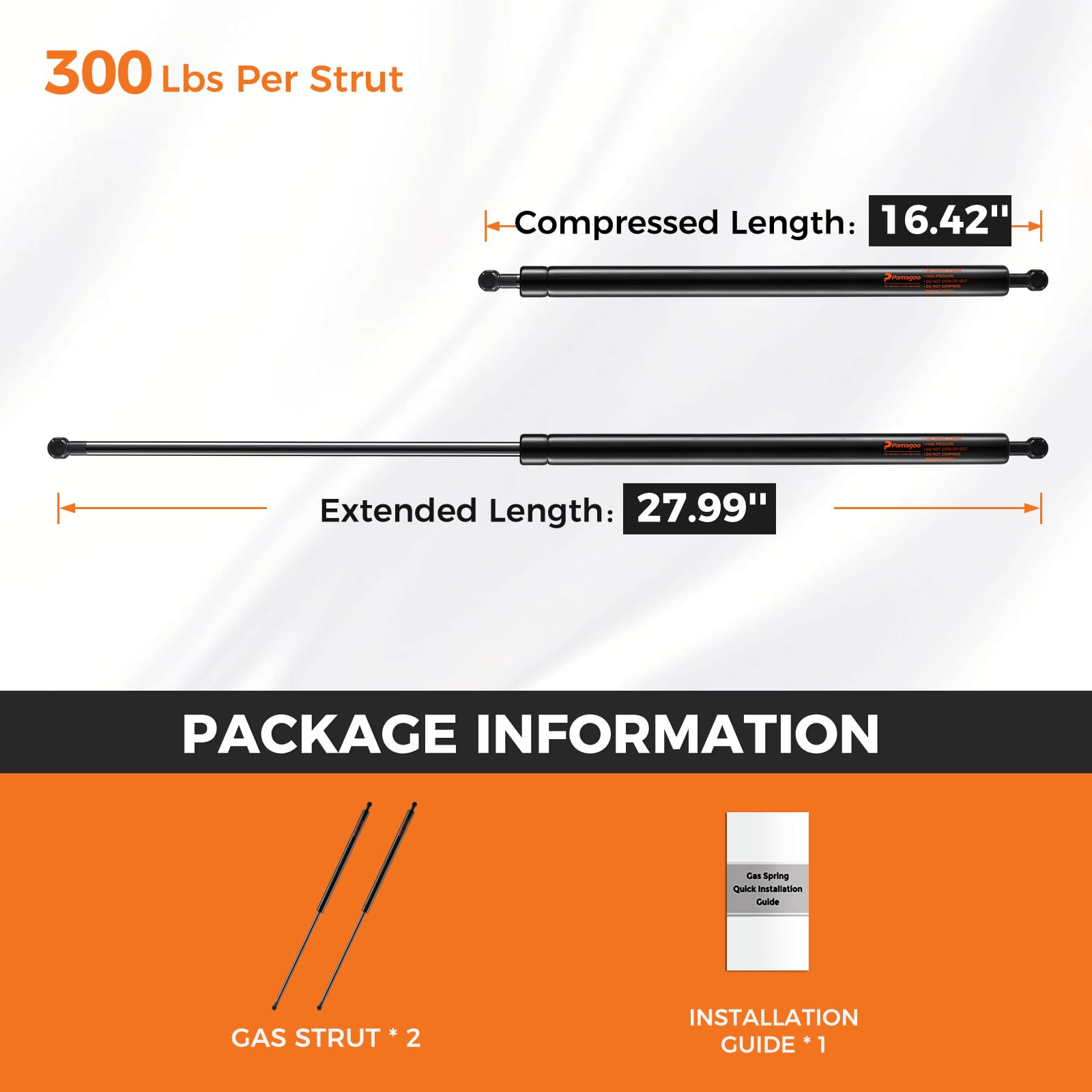 Pamagoo Sf280M300 28 Inch 300 Lbs Gas Struts 28'' Gas Spring Shock Cs2000706 Per Lift For Tonneau Cover Rv Bed Storage Lid Murph