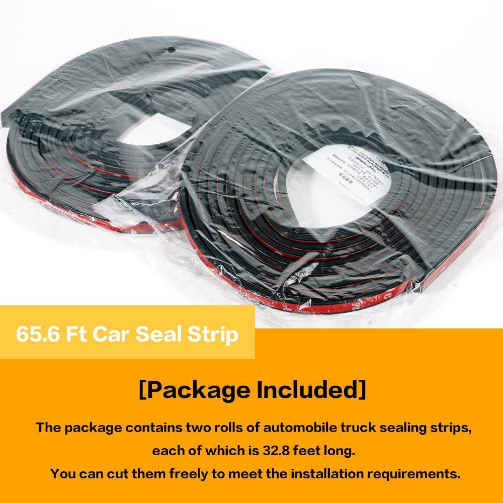 65.6 Ft Car Seal Strip,Car Weather Stripping For Car Window And Door, Universal Self Adhesive Auto Rubber Weather Draft Seal Strip,B-Shaped Rubber Seal Strip For Car, Truck, Pickups, Boats, And Rvs