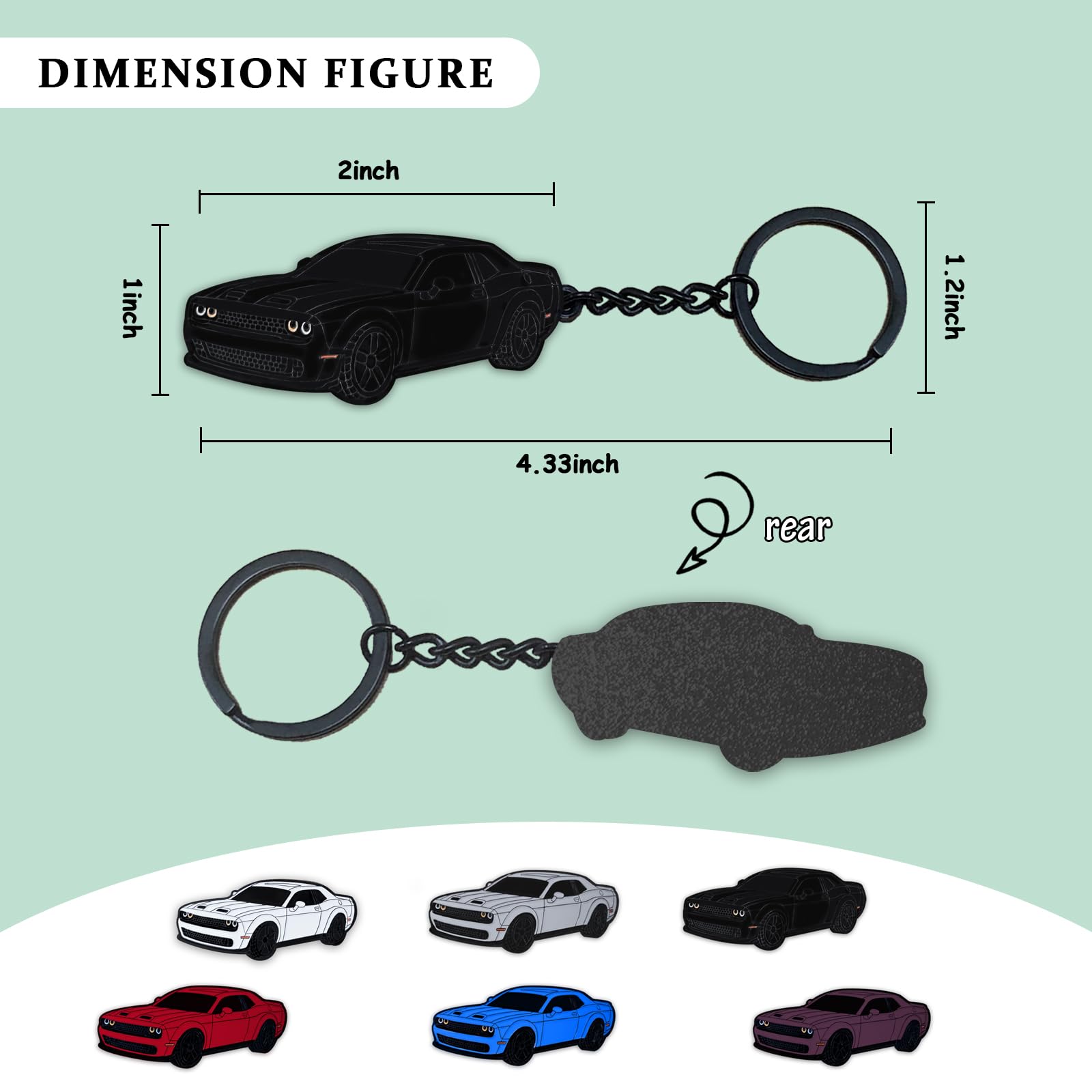 Glahorse For Dodge Hellcats Dakota Charger Srt Avenger Durango Caravan Keychain，For Dodge Hellcats Accessories 2015-2022 (Black)