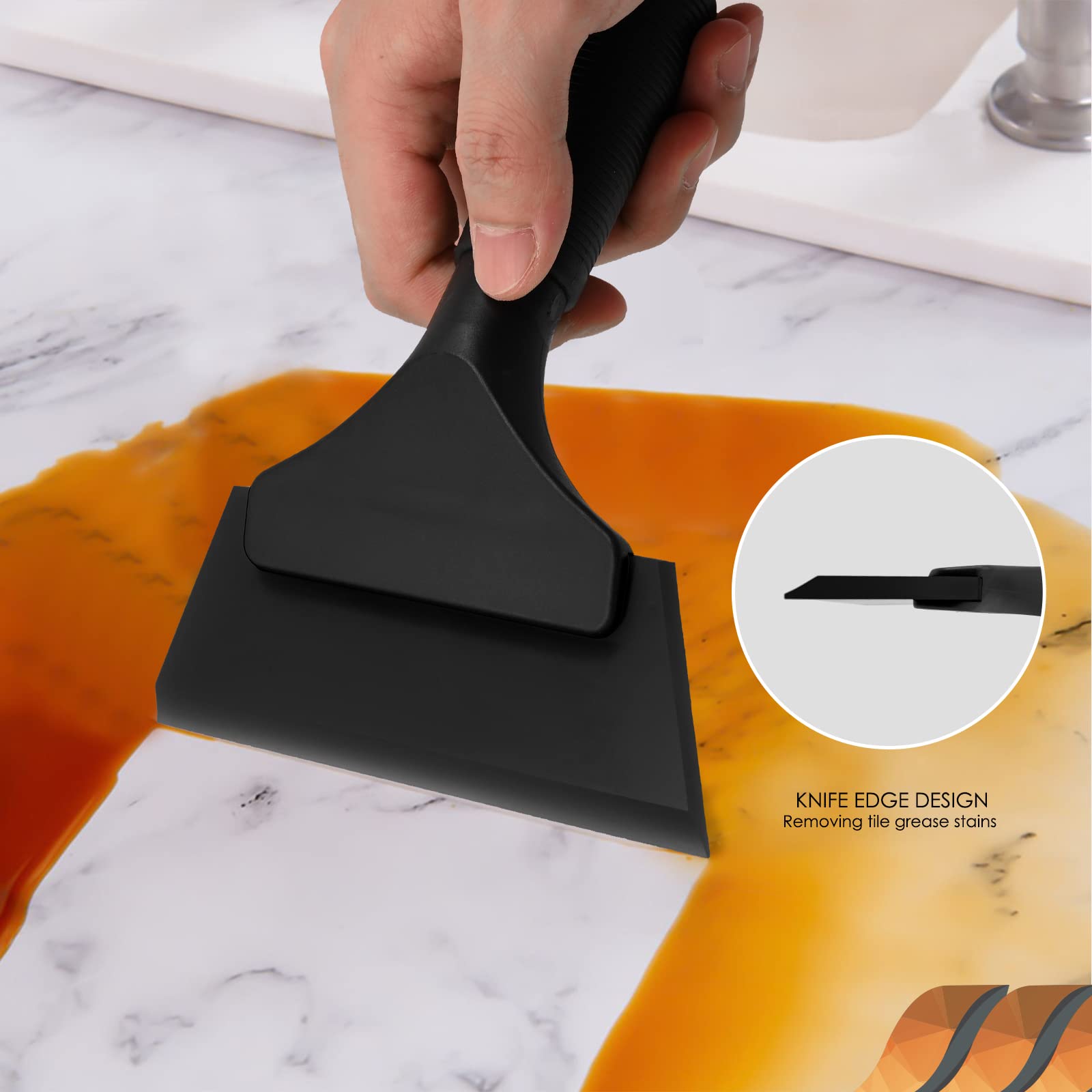 Ehdis Small Squeegee 5 Inch Rubber Window Tint Windshield Scraper For Car,Glass, Mirror, Shower, Door,Bathroom Cleaning (Black, 2)