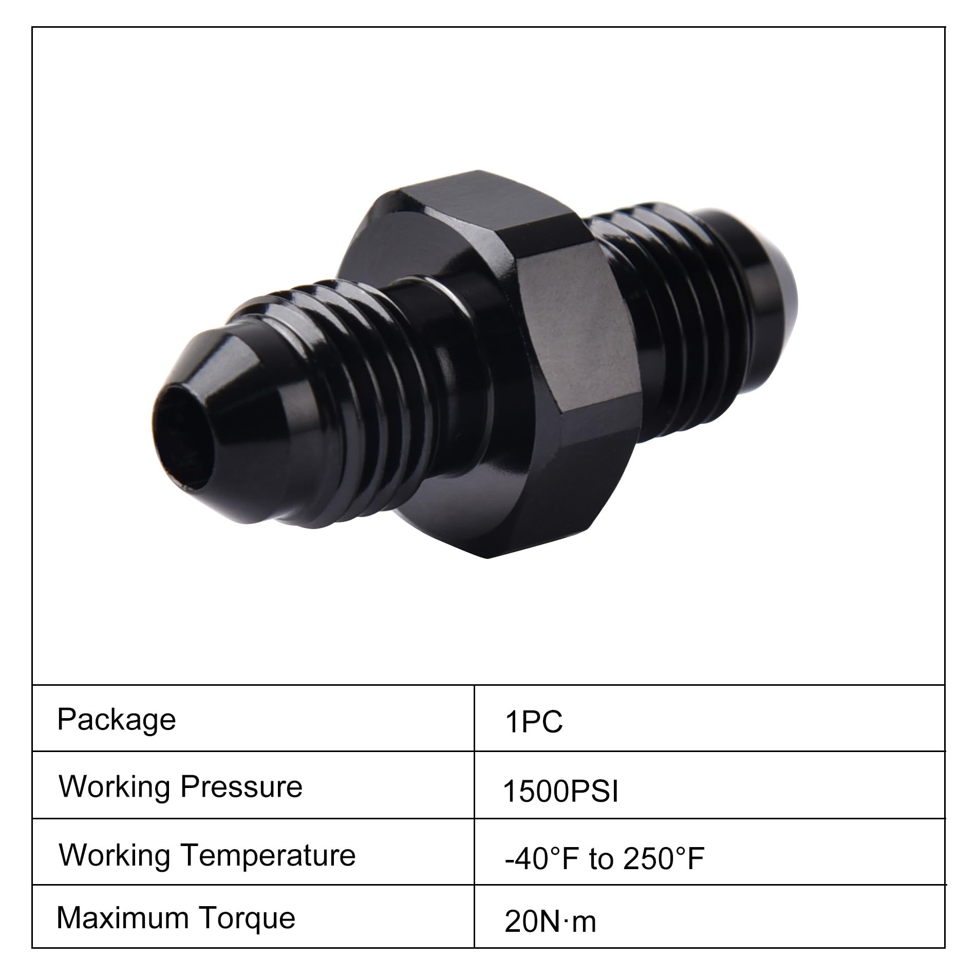 EVIL ENERGY 4AN Male to Male Flare Coupler Union Straight Fuel Hose Adapter Fitting Black