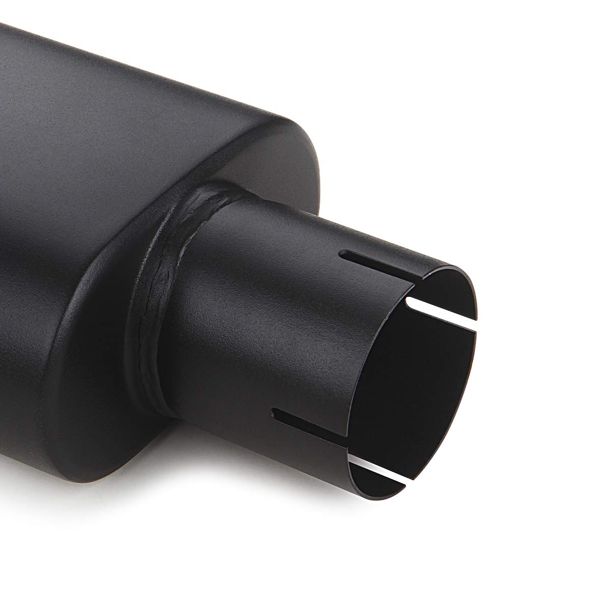 Square Exhaust Tip 2.5' Inlet, A-Karck Black Coating Rectangle Exhaust Tailpipe Tip 3' X 5.5' Outlet 9.5' Long, Clamp On Design