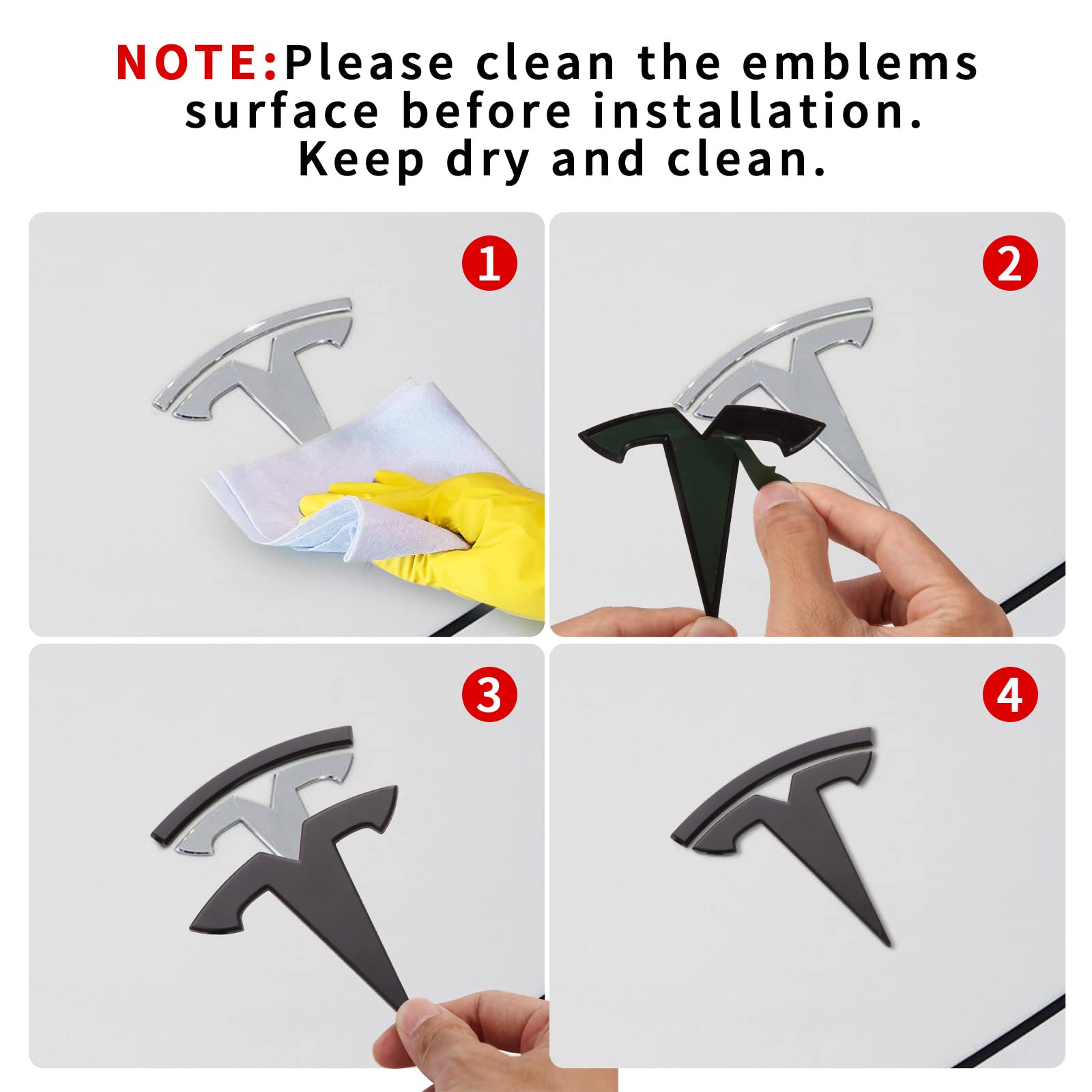 Nanaholy Model Y Accessories For Tesla Emblem Sticker 2Pcs/Set 2024 2023 2022 2021 2020 Logo Decal (Black)