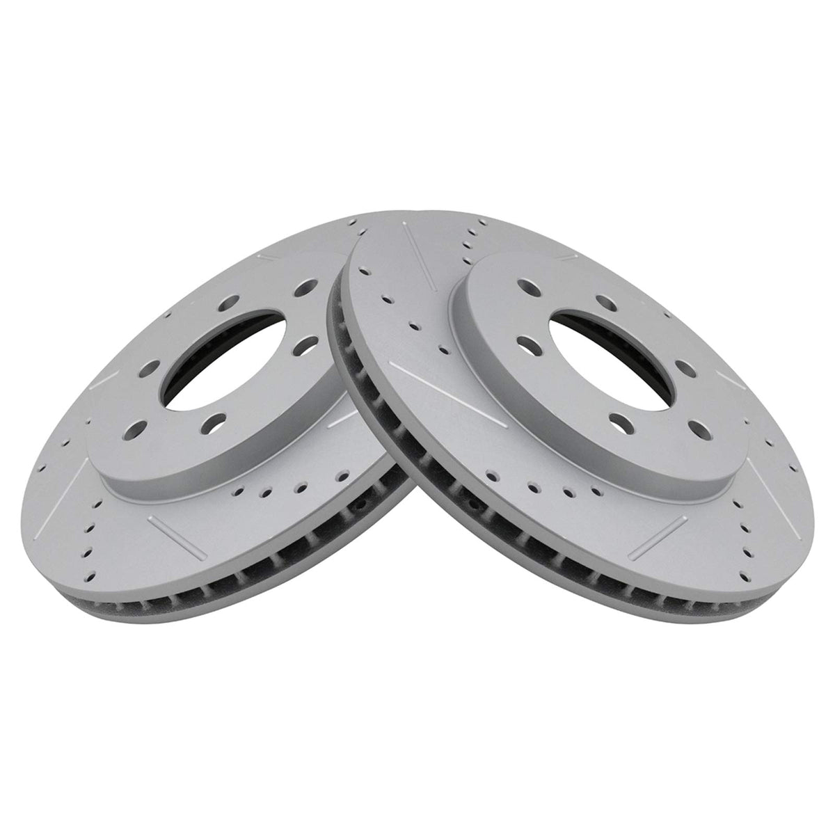 Trq Front Performance Brake Rotors Set Premium G-Coated Cross Drilled & Slotted Compatible With 2003-2006 Ford Expedition Lincol