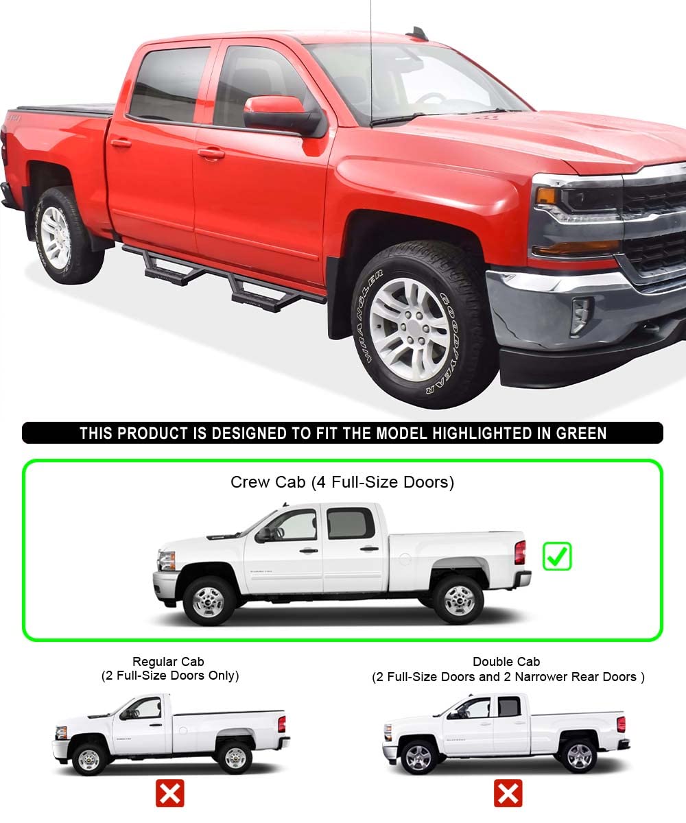 Aps Drop Steps Running Boards Compatible With Chevy Silverado Gmc Sierra 2007-2018 Crew Cab & 2500/3500 Hd 2019 | 304 Stainless
