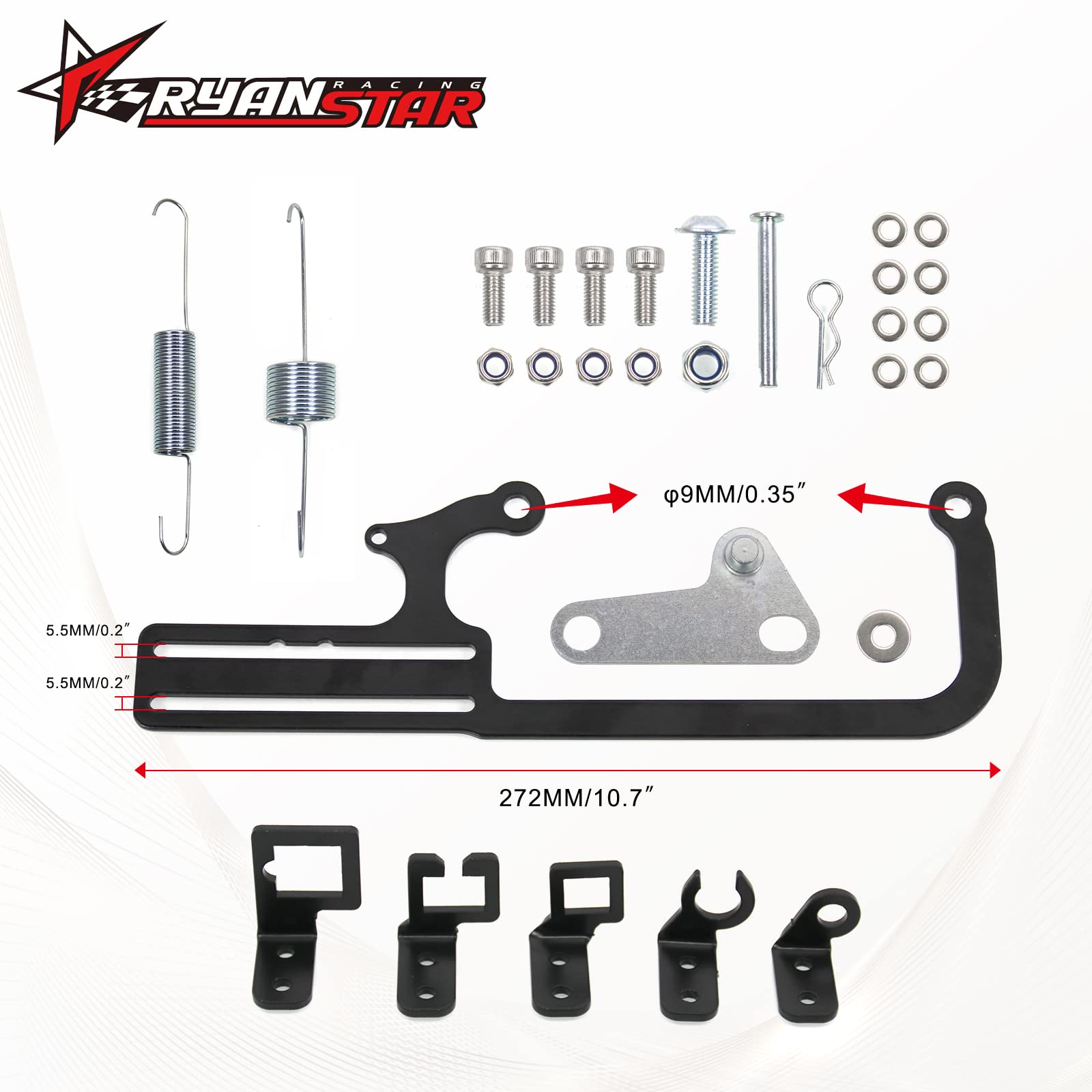 Ryanstar Racing 304147 Carburetor Throttle Cable Mount Ez-Efi Cable Mount Kit Compatible Th350 C10 700R4, Automatic Transmission Tv Cables Transmissions Throttle Bracket