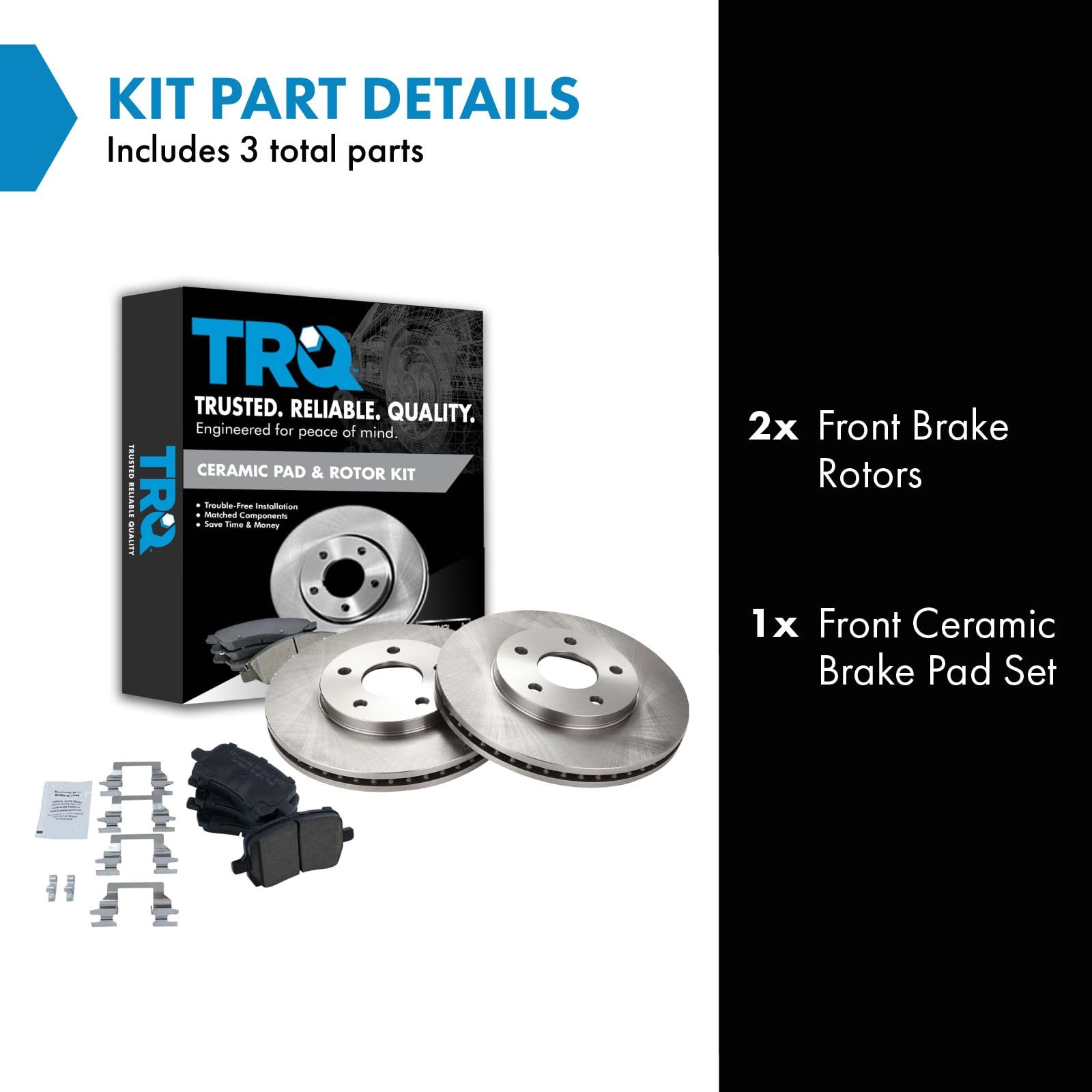 Trq Front Brake Pad & Rotor Kit Brake Pads Brake Rotor Ceramic Compatible With 2006-2011 Chevrolet Hhr