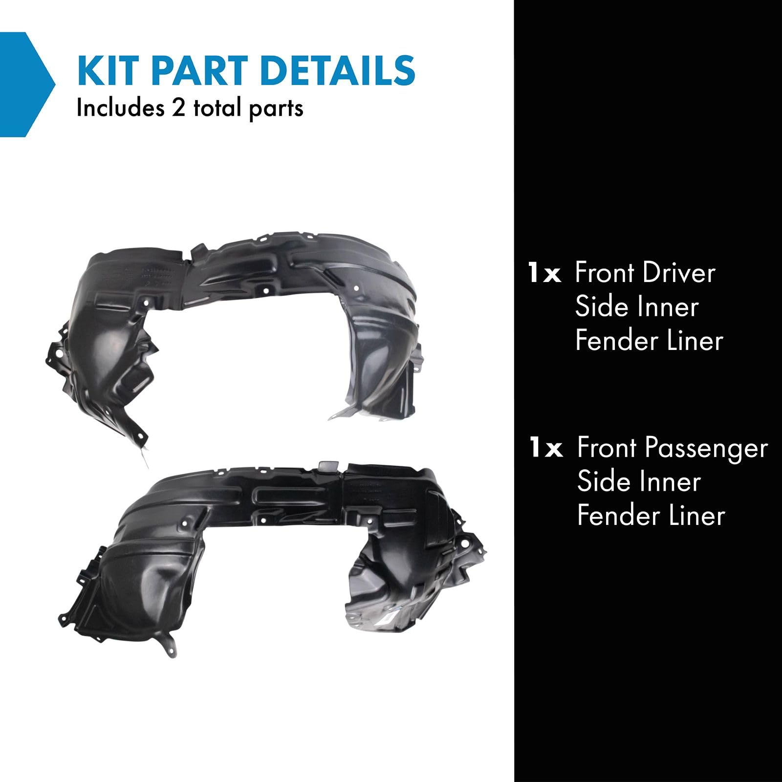 Trq Front Inner Fender Liner Set Compatible With 2011-2016 Nissan Juke Ni1248124 Ni1248140 Ni1249124 Ni1249145