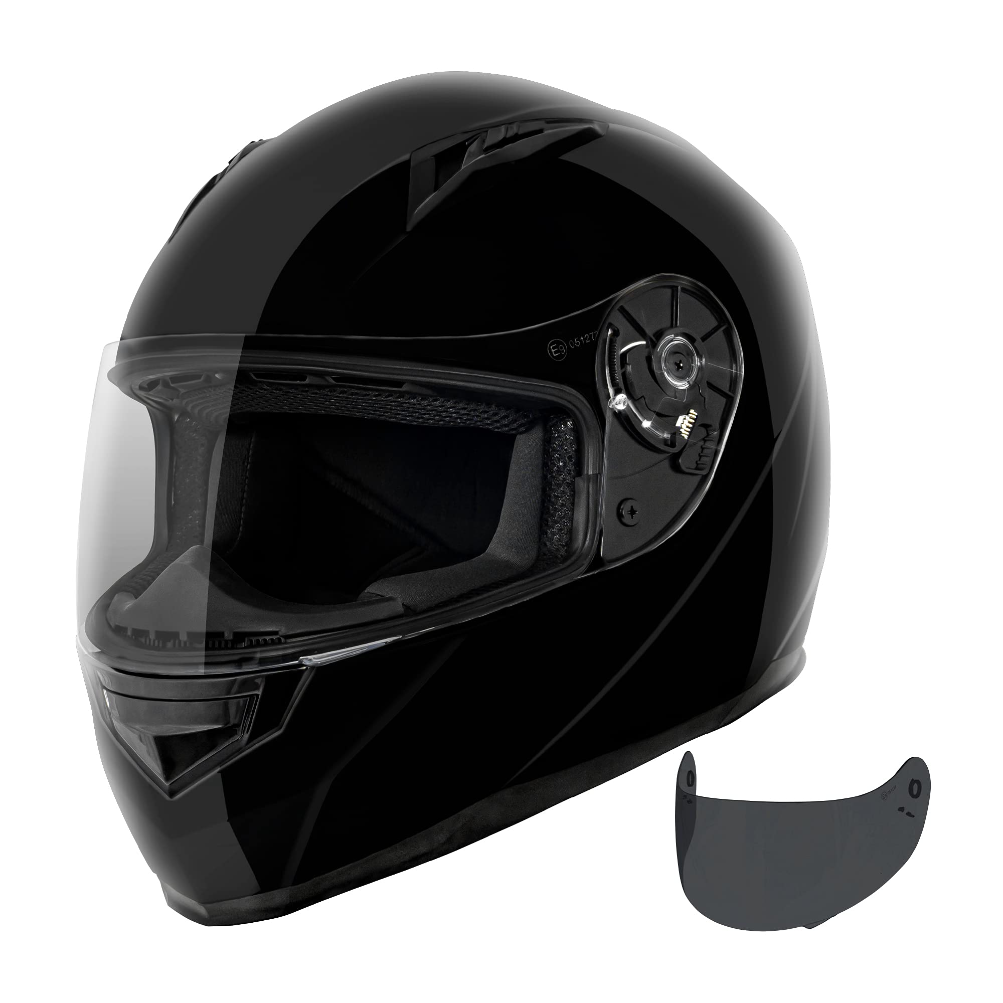 Vcan Vx Lightweight Full Face Motorcycle Street Bike Helmet With Extra Tinted Visor Dot Approved (Gloss Black, Small)