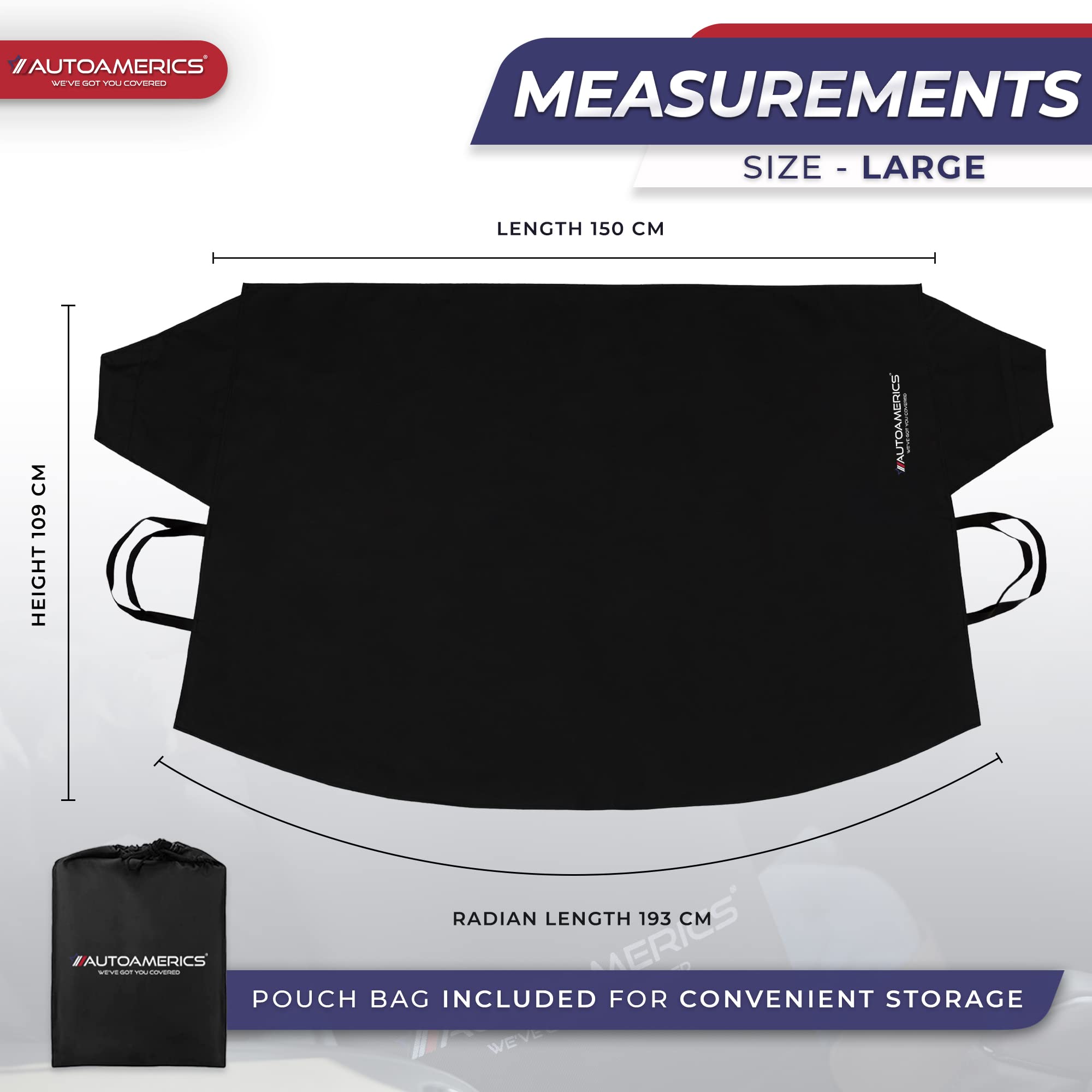 Autoamerics Windshield Snow Cover - Windshield Cover For Ice And Snow - Waterproof Shield Window Protector For Car Truck Suv