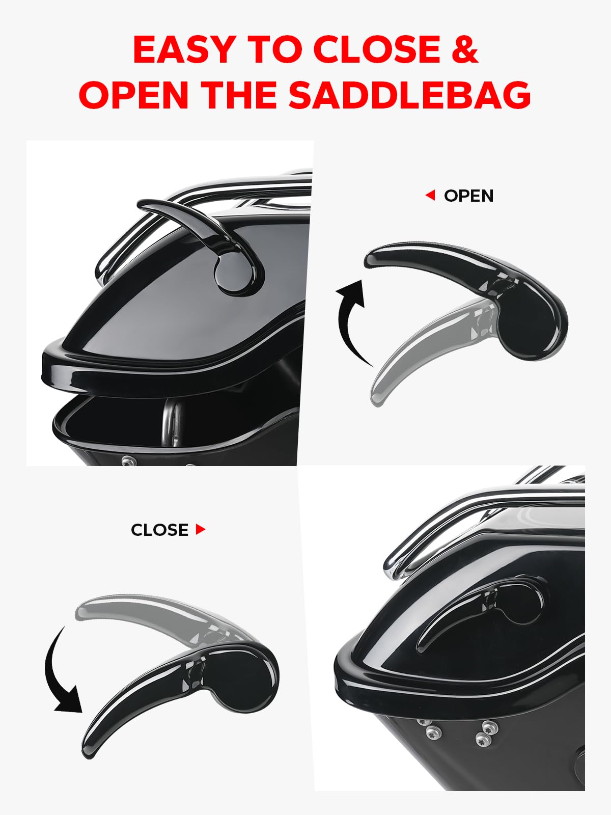 Amazicha Gloss Black Saddlebag Latch Kit Saddle Bag Lifter Compatible For Harley Davidson Touring Street Glide, Electra Glide, Road King, Road Glide, Ultra Limited, Flhr Flht Flhx Flhtk 2014-2023