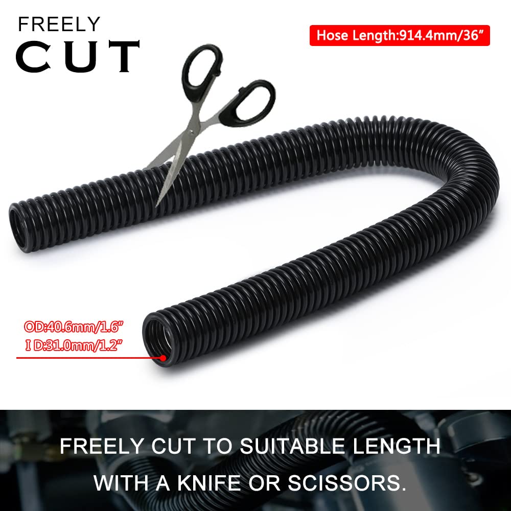 Hypertune Universal 36'' Stainless Steel Radiator Flexible Coolant Water Hose Kit W Cap Clamp Black