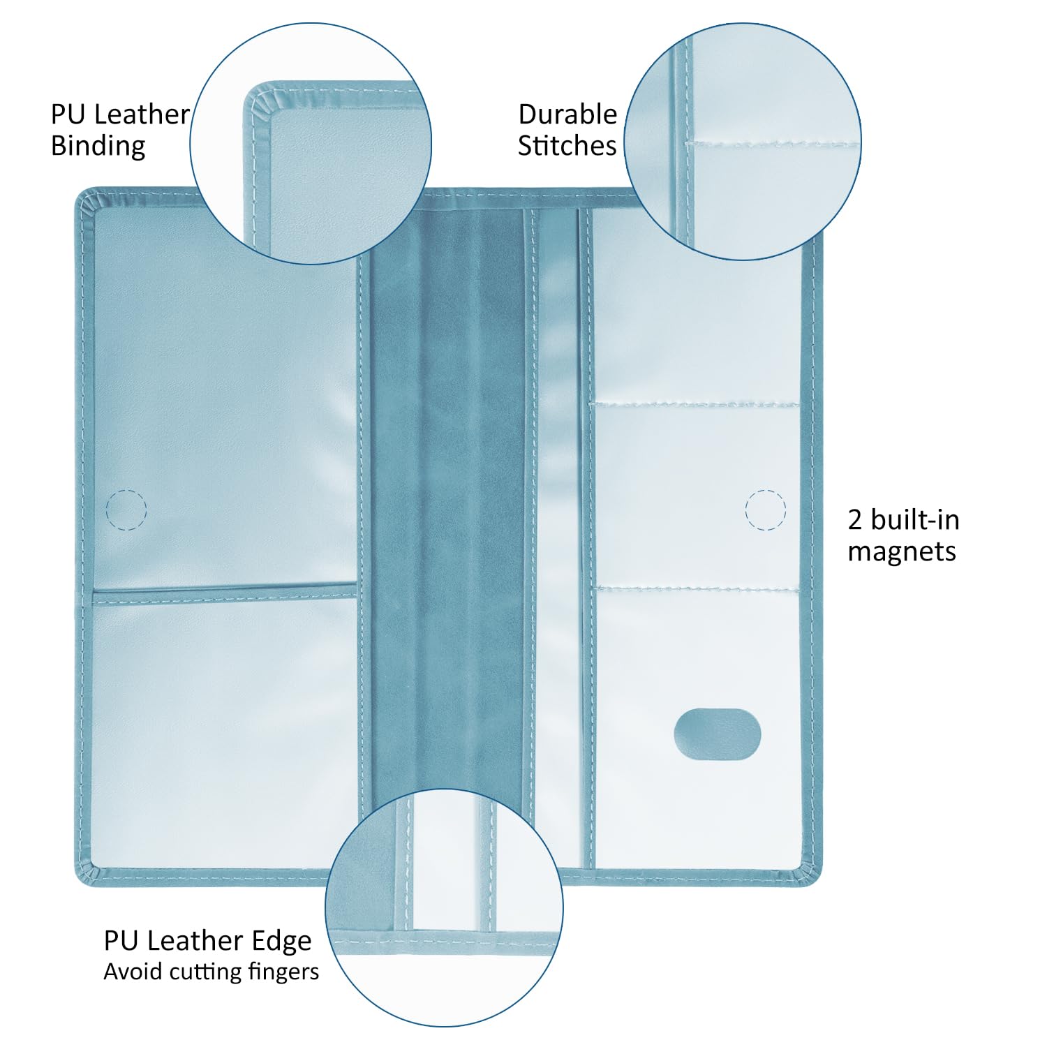 Leather Auto Registration & Insurance Card Holder - Vehicle Glove Box Organizer For Driver'S License, Car Document Holder - Blue