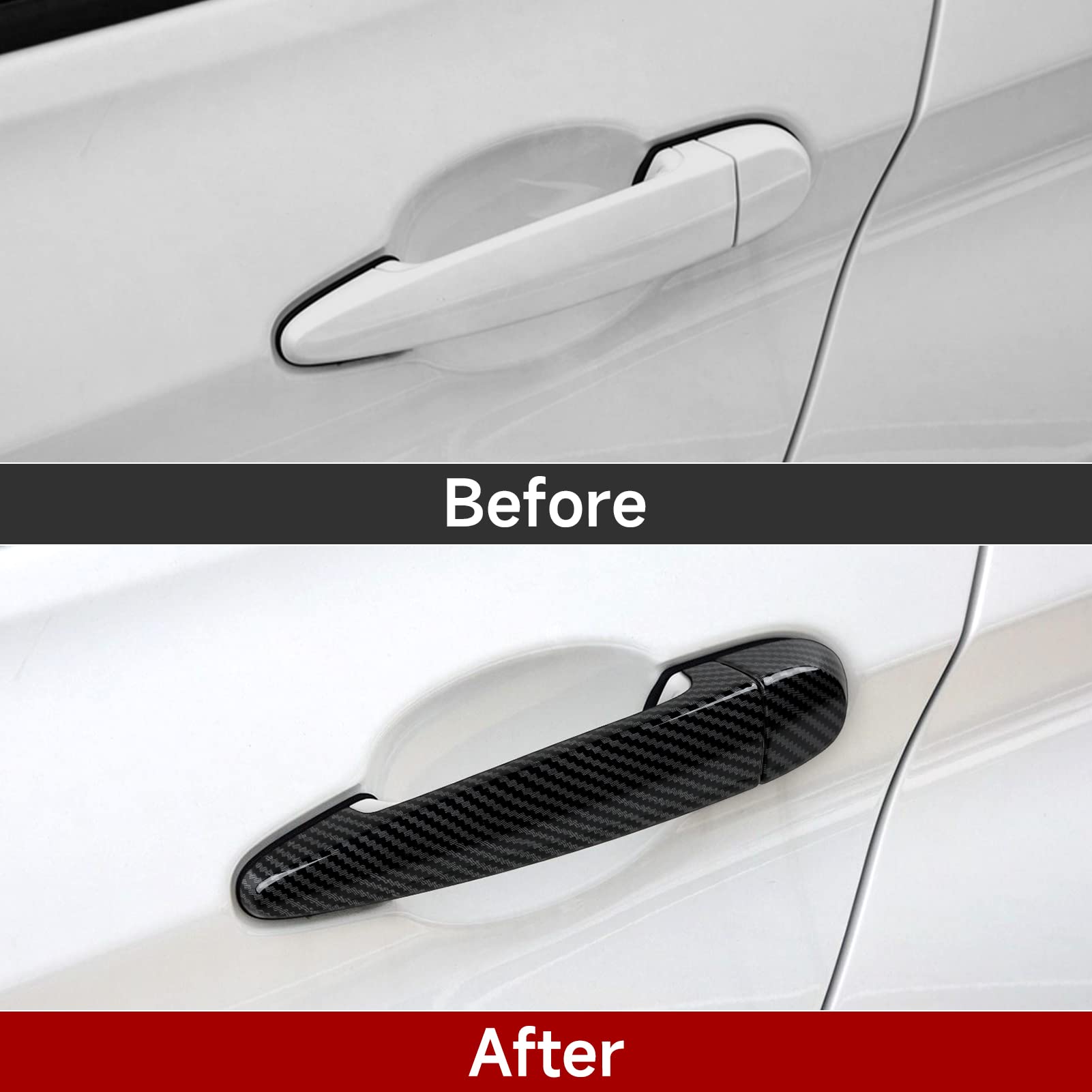 Hengyueshang 4Pcs Car Door Handles Cover Sticker Carbon Style Abs Decal Trim Exterior Accessories Fit For Bmw E90 E92 E93 F30 F34 3Gt F32 F33 F36 E84