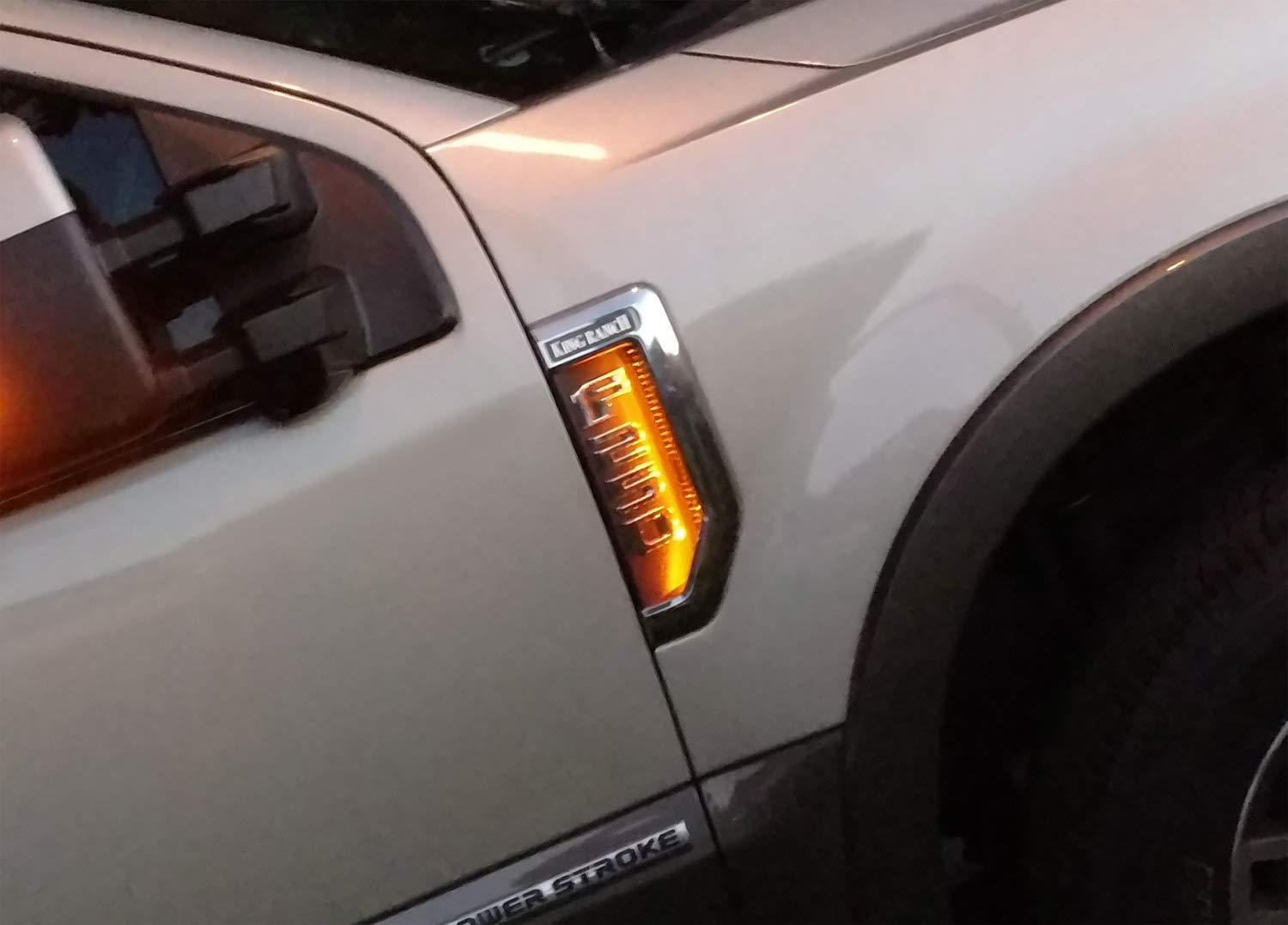 Ijdmtoy Amber Yellow Led Background Illumination Kit Compatible With 2017-2021 Ford F250 F350 F450 Super Duty Side Fender Chrome