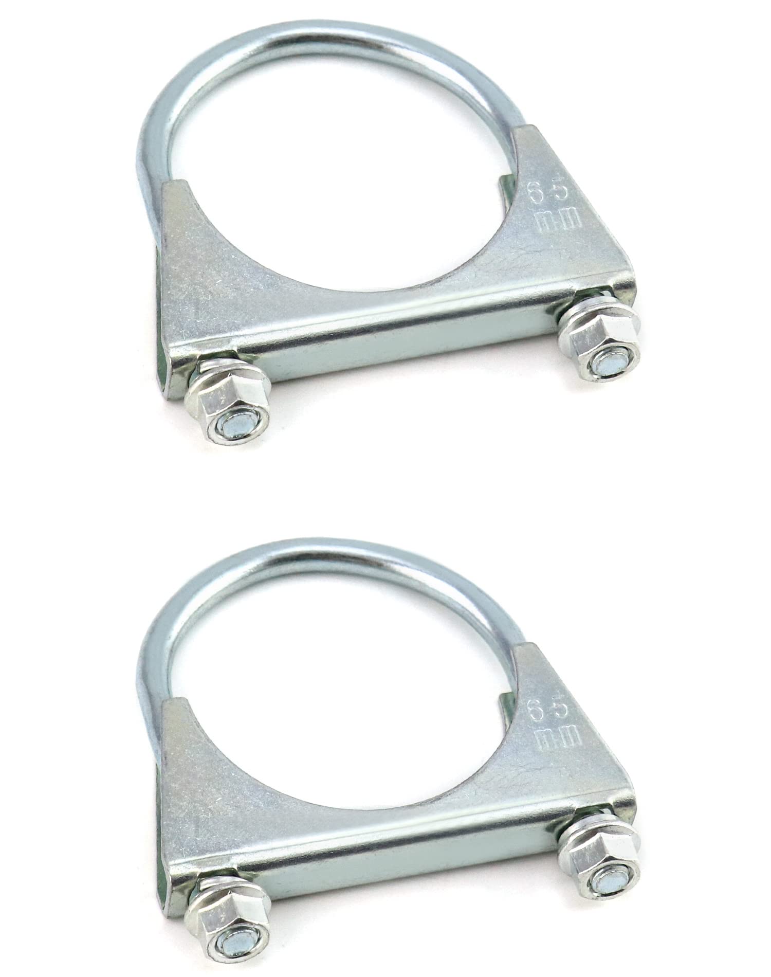 Qwork U-Bolt Muffler Tip Exhaust Hook, 2-1/2'' Od 2Pcs Stainless Steel Universal Silencer Exhaust Clip