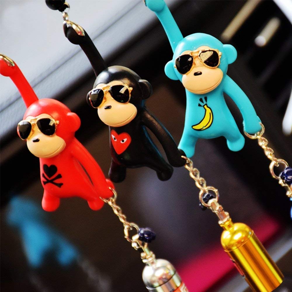 Ygmoner Wearing Sunglasses Monkey Car Interior Rear View Mirror Hanging Ornaments (Red & Nitrogen Bottle)
