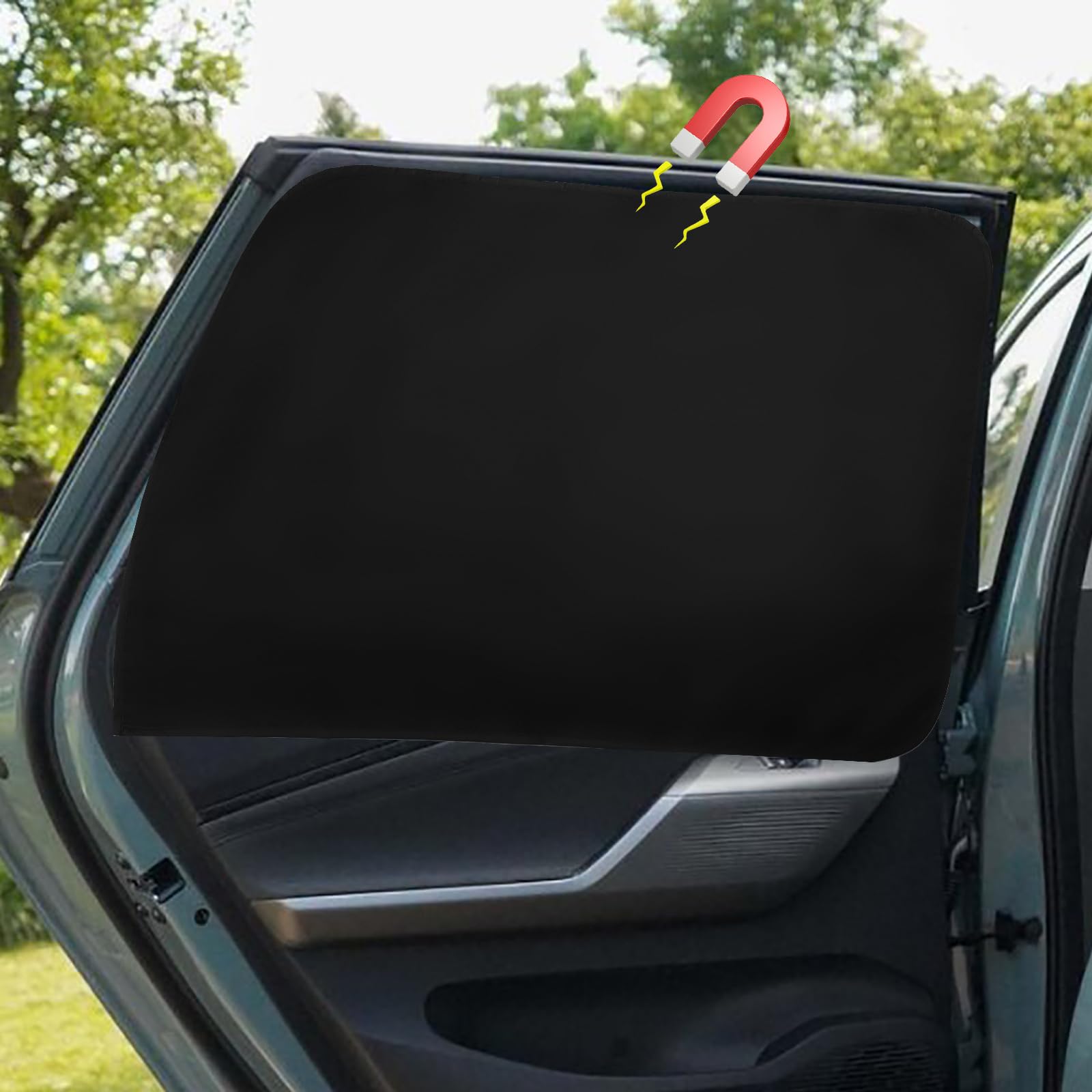 Ovege Car Window Shades Magnetic Suedette - Back Seat 2pcs Privacy Curtain UV Protection