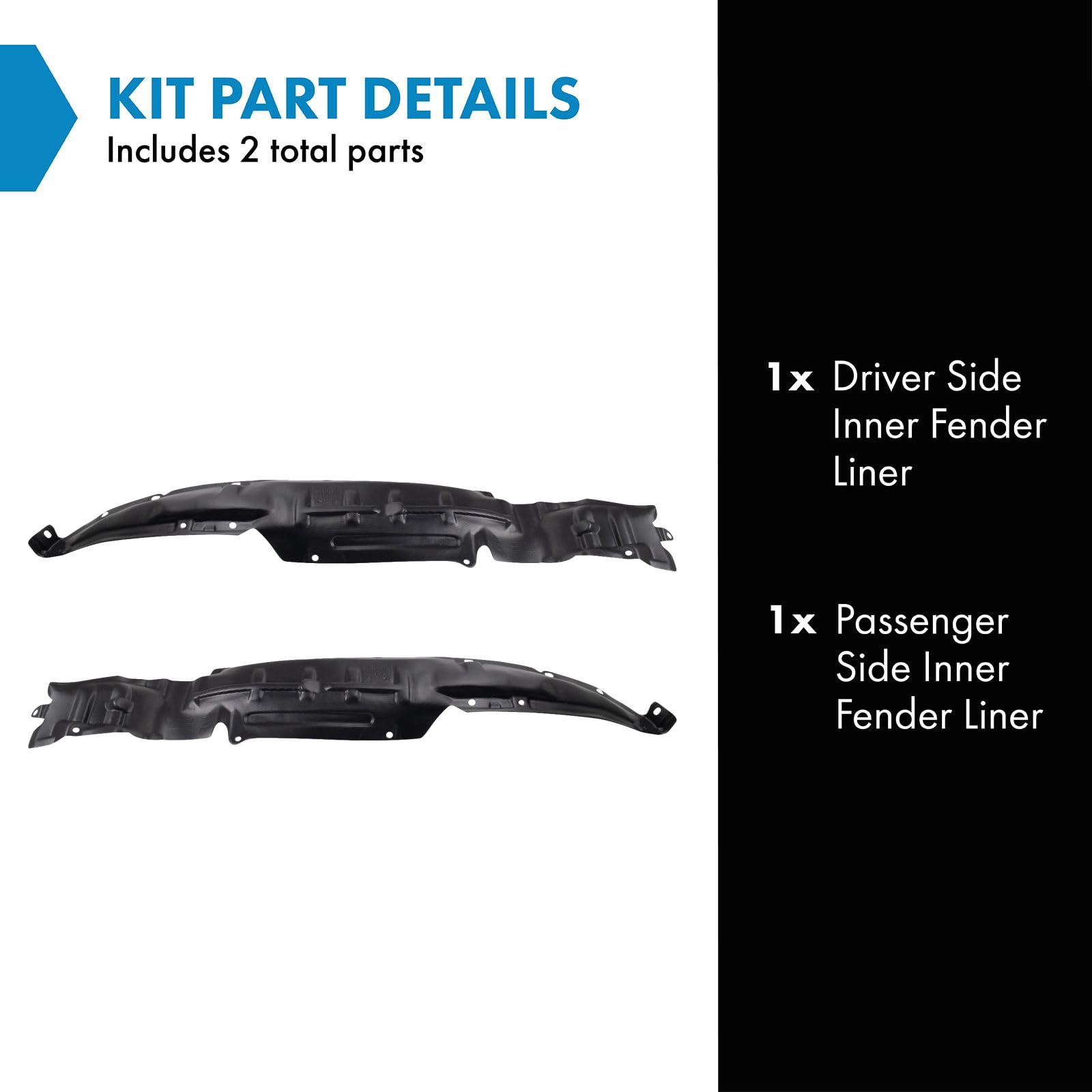 Trq Inner Fender Liner Set Compatible With 1999-2004 Nissan Frontier Ni1248104 Ni1248146 Ni1249104