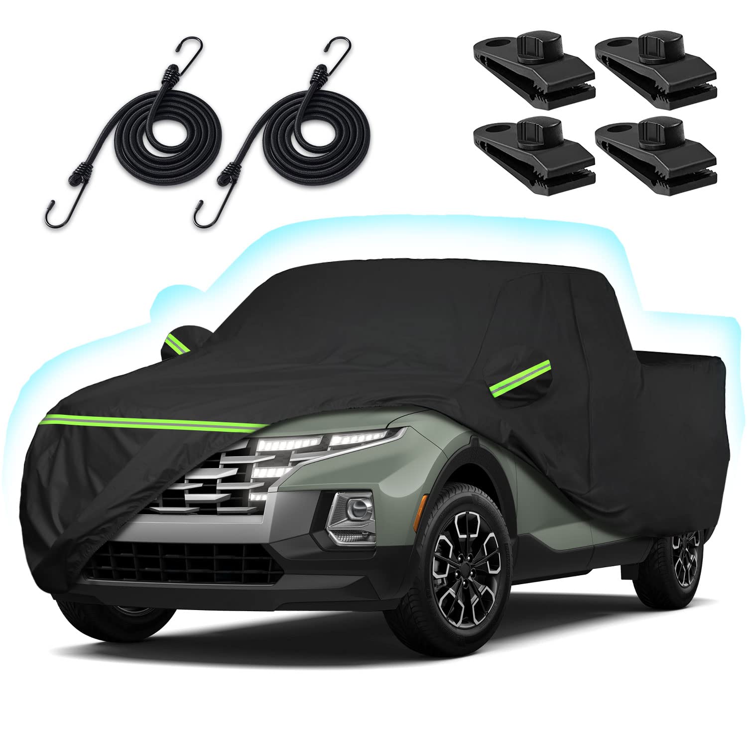 Truck Car Cover For 2021-2025 Hyundai Santa Cruz, 210T Sun Rain Uv Dust Snow Protection Outdoor Pickup Covers With Zipper Door &