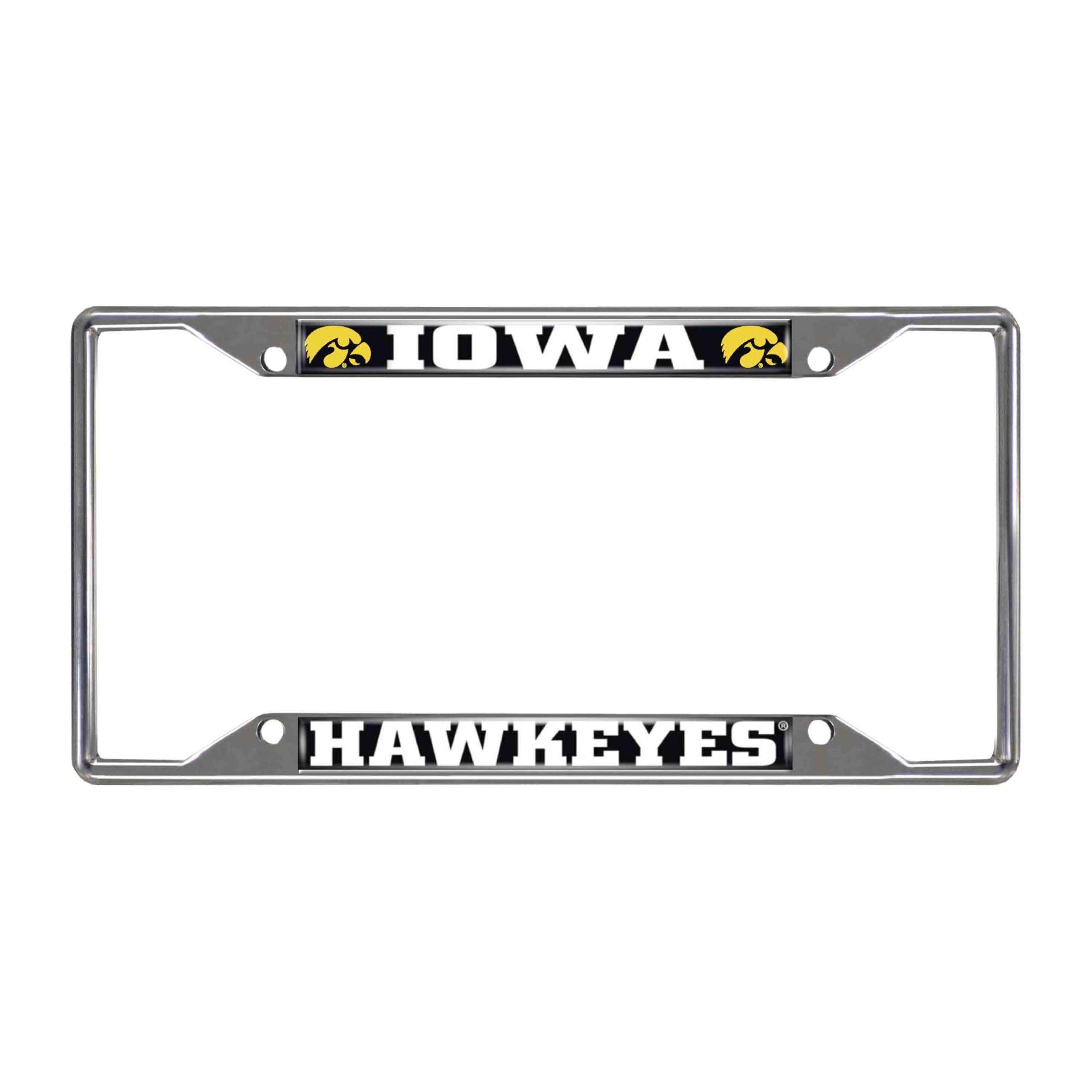 FANMATS 14904 Iowa Hawkeyes Chrome Metal License Plate Frame, Team Colors, 6.25in x 12.25in
