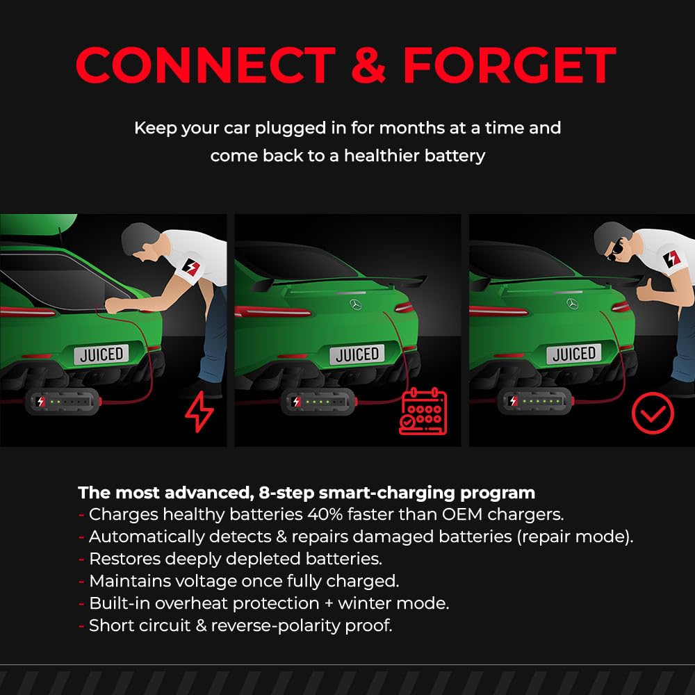 Jmr Battery Charger For Mercedes-Benz Amg Gt S Class G E C Gle Cls All Models Trickle Charger Conditioner Maintainer (12V Cig Port, Add Lithium Mode)
