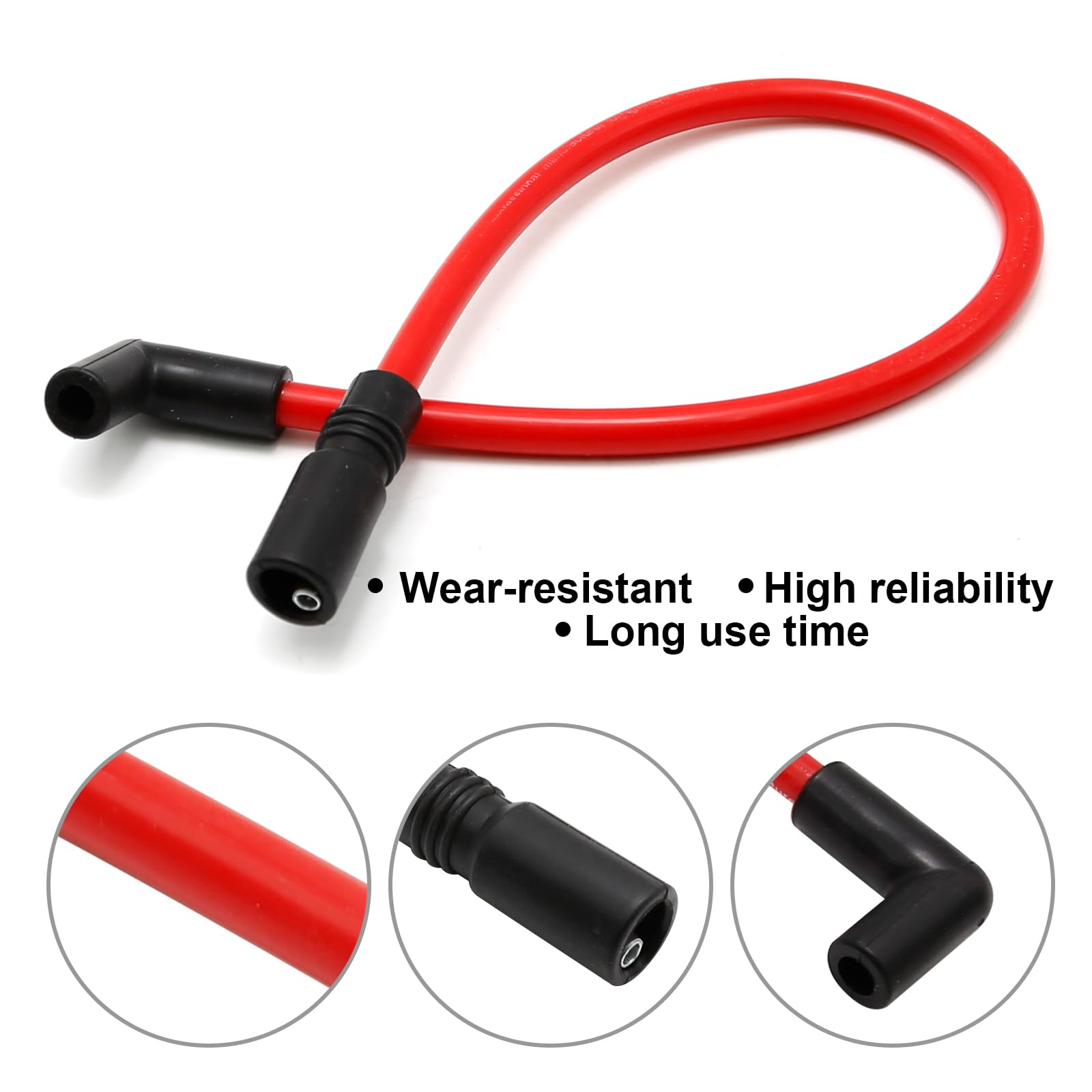 2 Pcs 10.4Mm 10Mm Motorcycle Spark Plug Wire Kit Replacement For Harley Davidson Big Twin Fxd Dyna 2000-2017, Replacement For Harley-Davidson Softail 1999-2017 (Red)