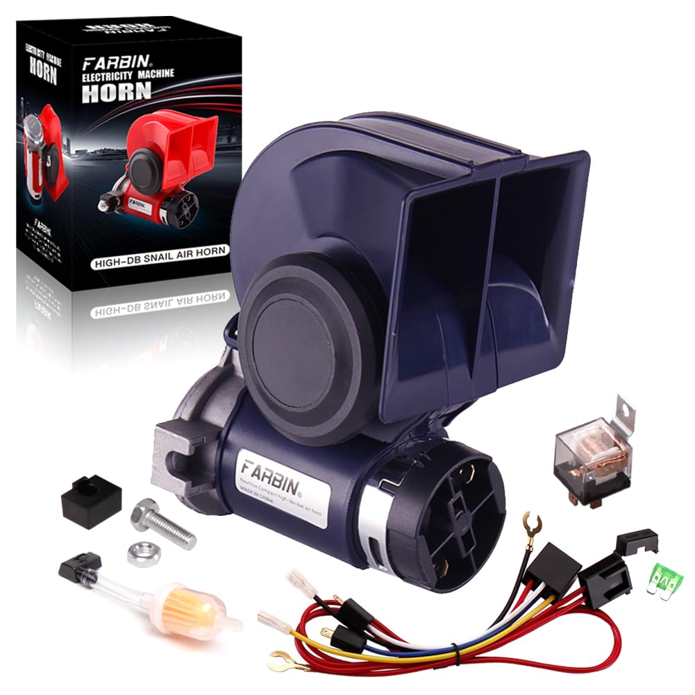 Farbin Air Horn For Truck/Car/Motorcycle,Car Horn Kit With Relay Wire Harness For Jeeps Boat Golf Cart