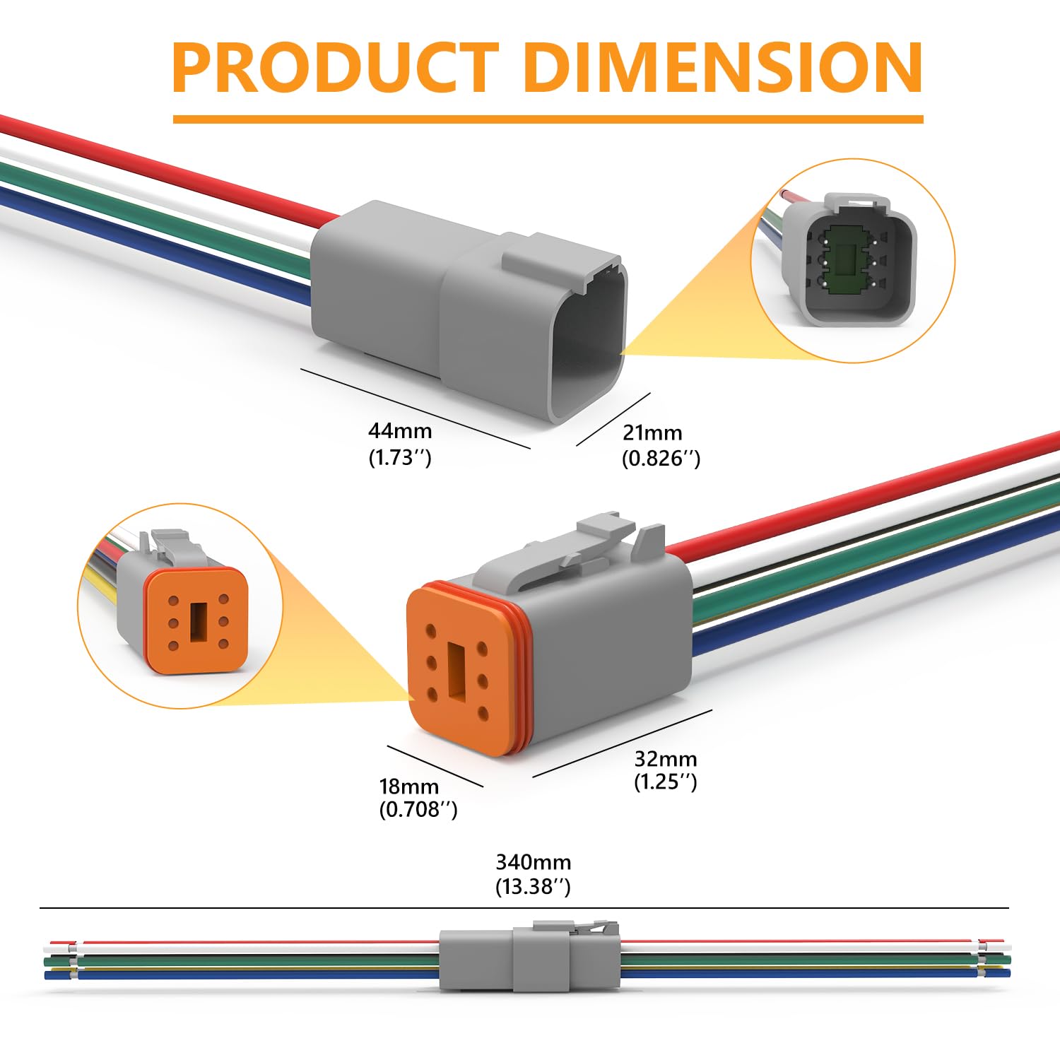 Newdeli Deutsch 6 Pin Connector Kit Waterproof Electrical Connector 16 Awg Male And Female Automotive Wire Connectors For Car Tr