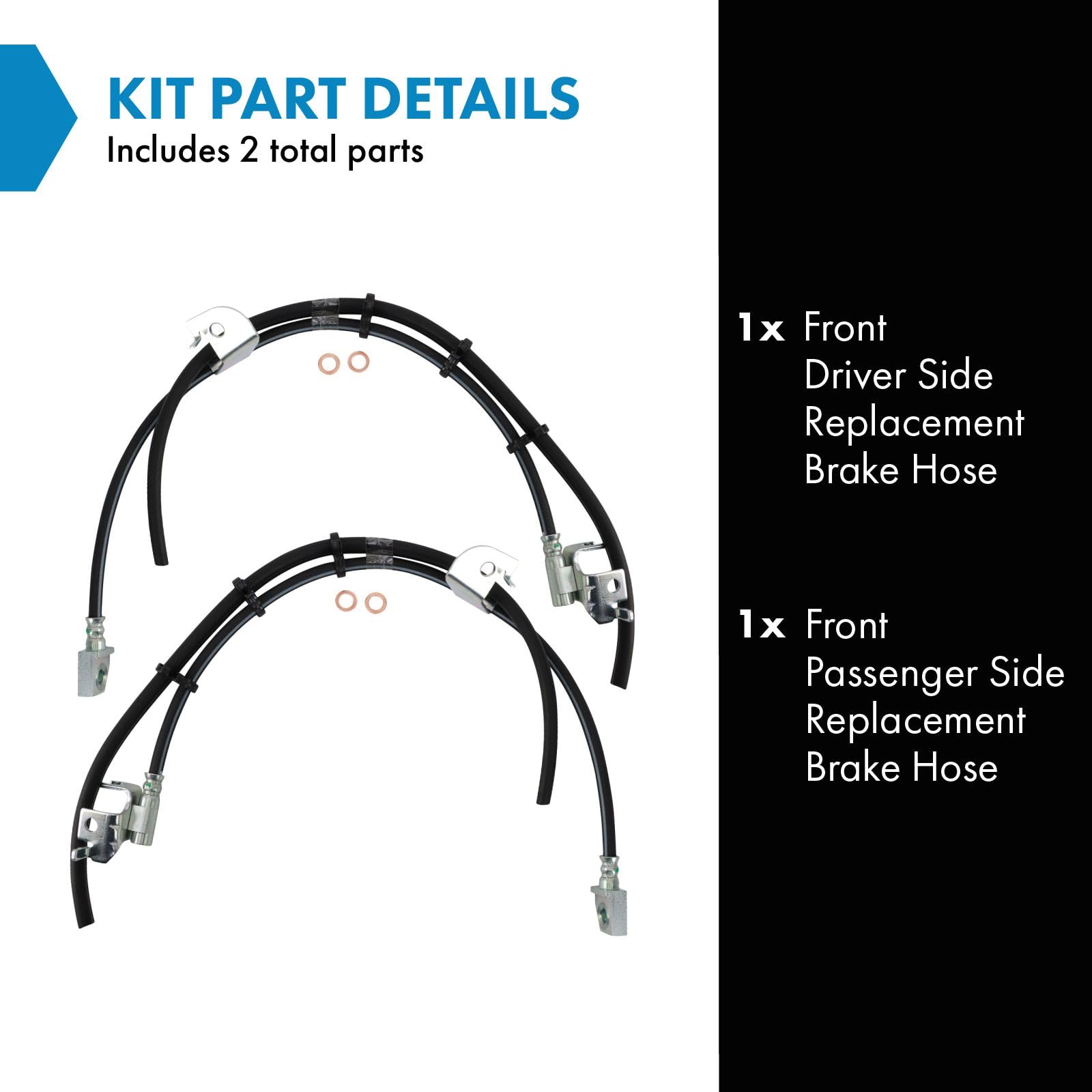 Trq Front Brake Hose Set Compatible With 2002-2006 Ford Expedition Lincoln Navigator