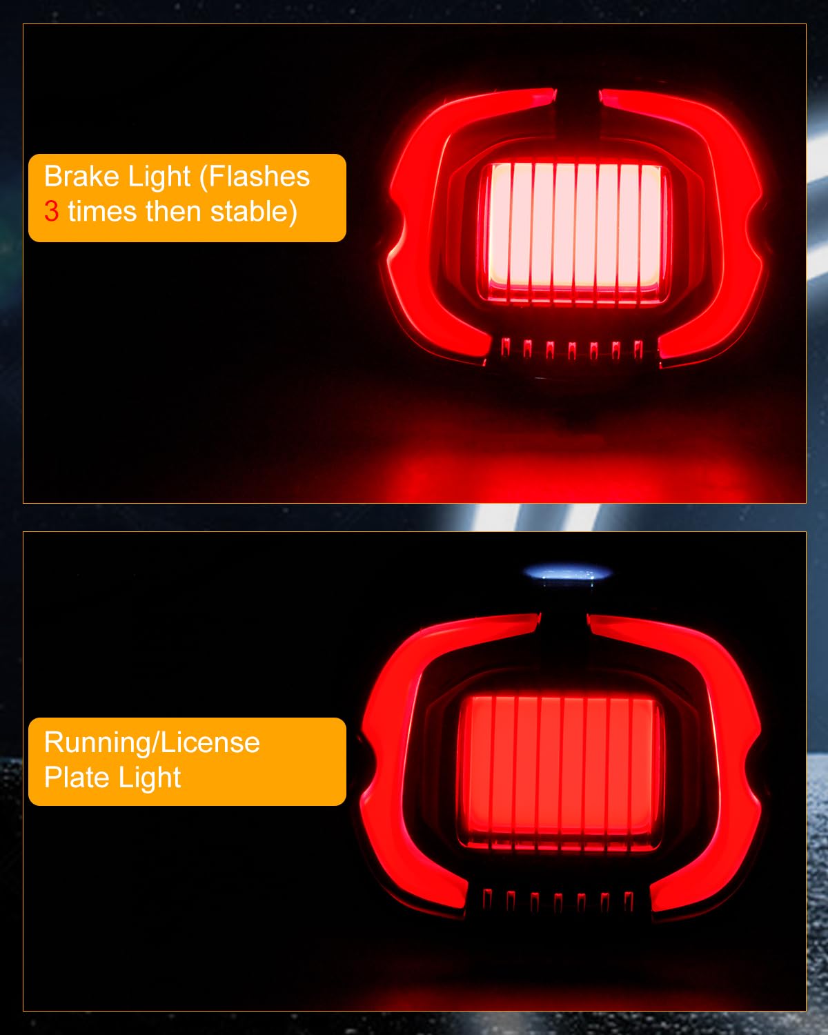 Quasco Led Strobe Brake Tail Light Smoked Rear Taillight Compatible With Harley Dyna Sportster Road King Electra Glide Heritage