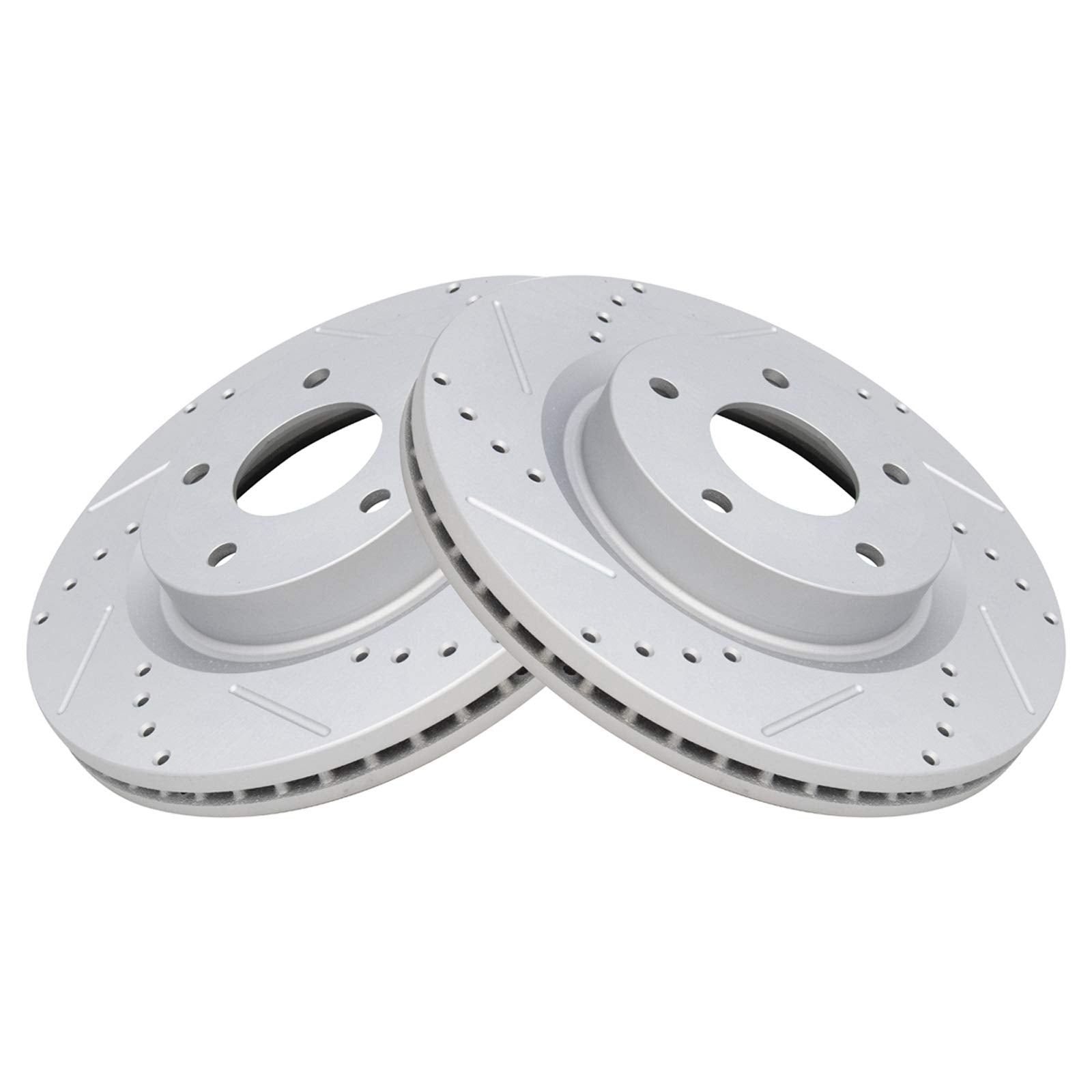 Trq Front Performance Brake Rotors Set Premium G-Coated Cross Drilled & Slotted Compatible With 2007-2022 Nissan Altima