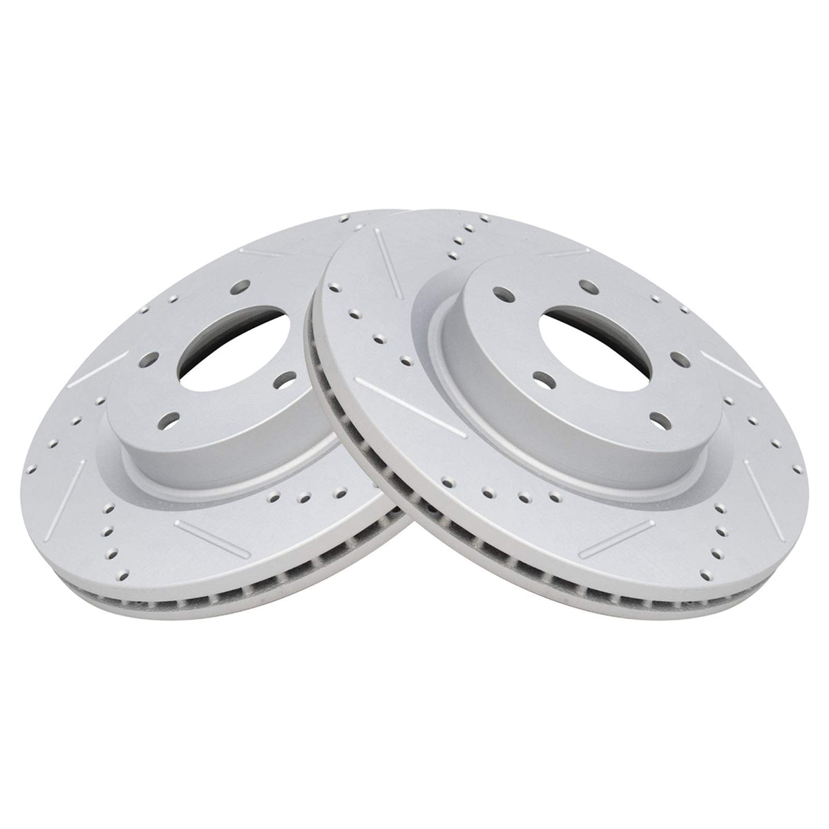 Trq Front Performance Brake Rotors Set Premium G-Coated Cross Drilled & Slotted Compatible With 2007-2022 Nissan Altima
