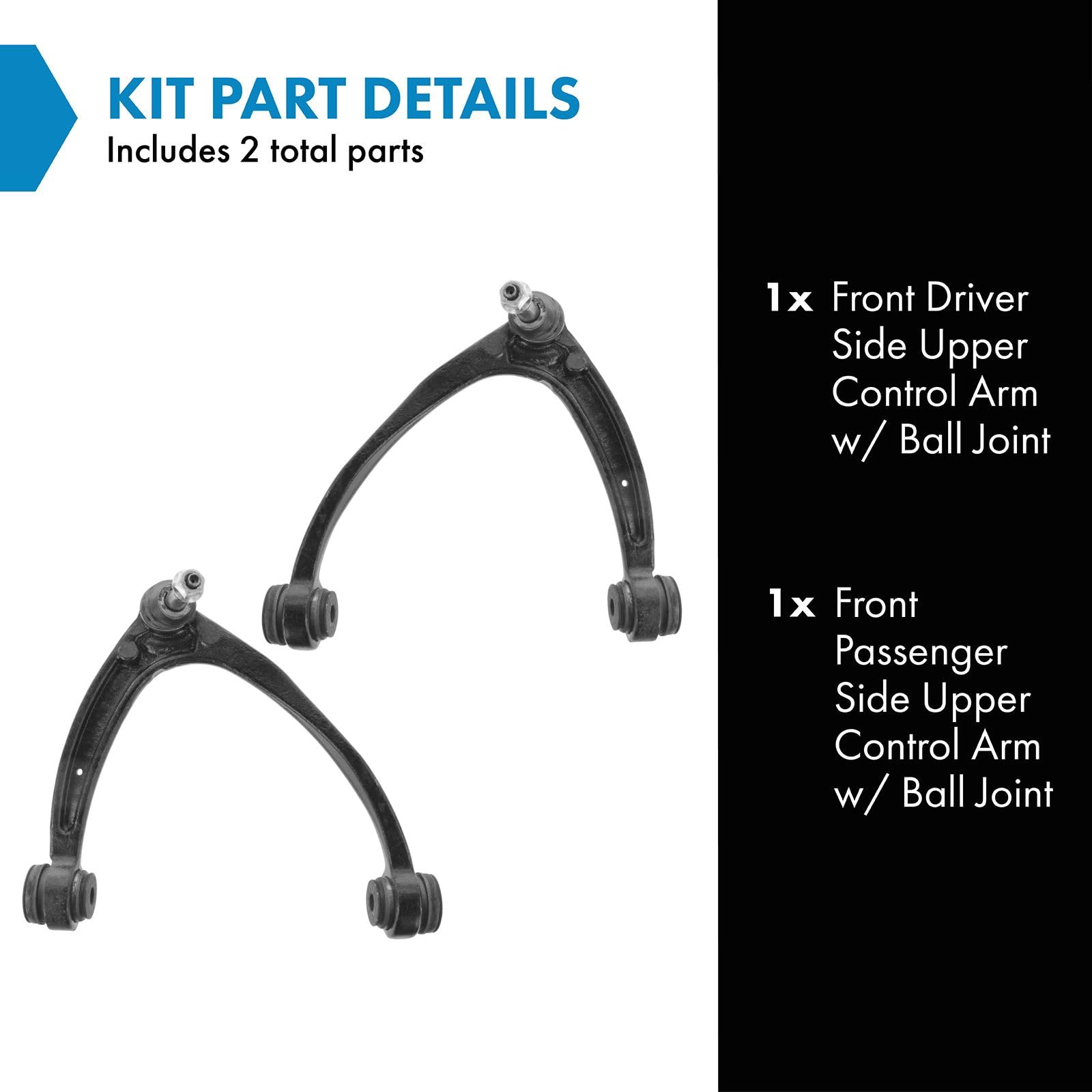 Trq Front Upper Control Arm With Ball Joint Set Compatible With 07-14 Cadillac 07-16 Chevrolet Gmc