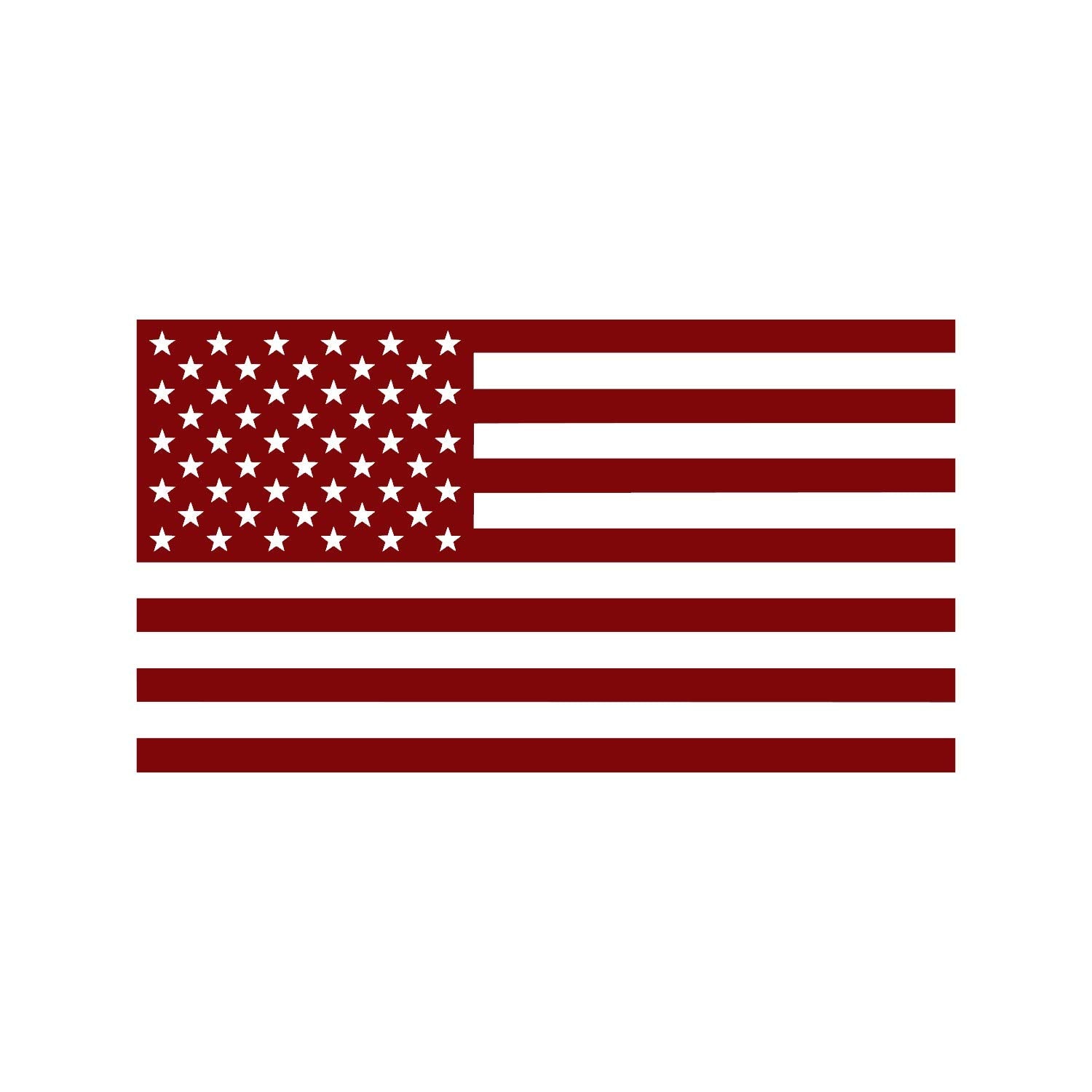 American Us Flag [Pick Color/Size] Vinyl Decal Sticker For Laptop/Car/Truck/Window/Bumper (5In X 2.8In, Matte Maroon)