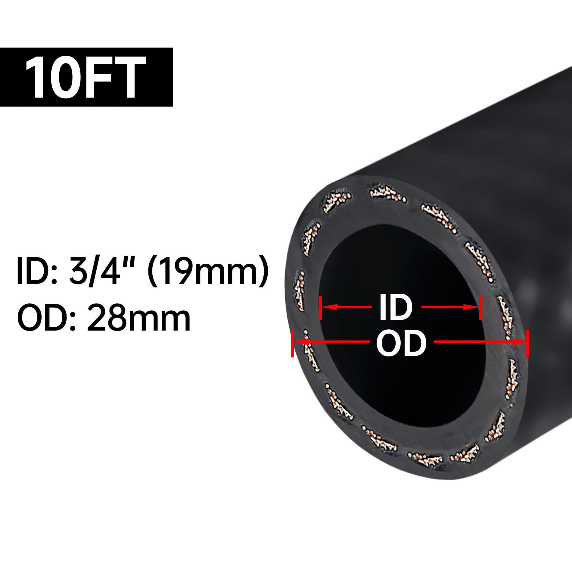 Evil Energy 3/4 '' Fuel Transfer Hose 10Ft,Farm Fuel Hose For Dispensing Diesel Gasoline Kerosene Biodiesel