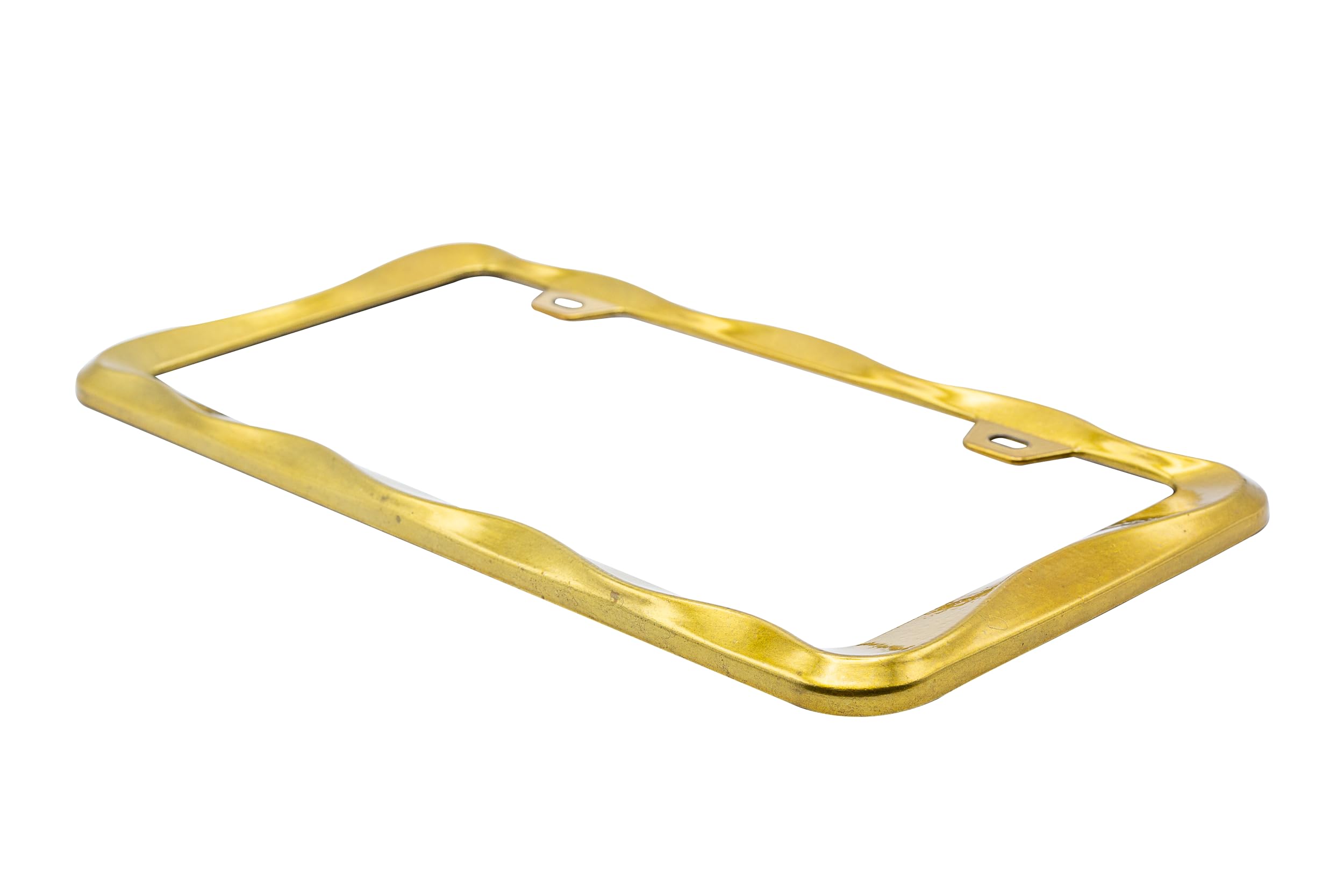 Creathome 3D Curly Wave Pattern Gold License Plate Frame From Pure Zinc Alloy Metal