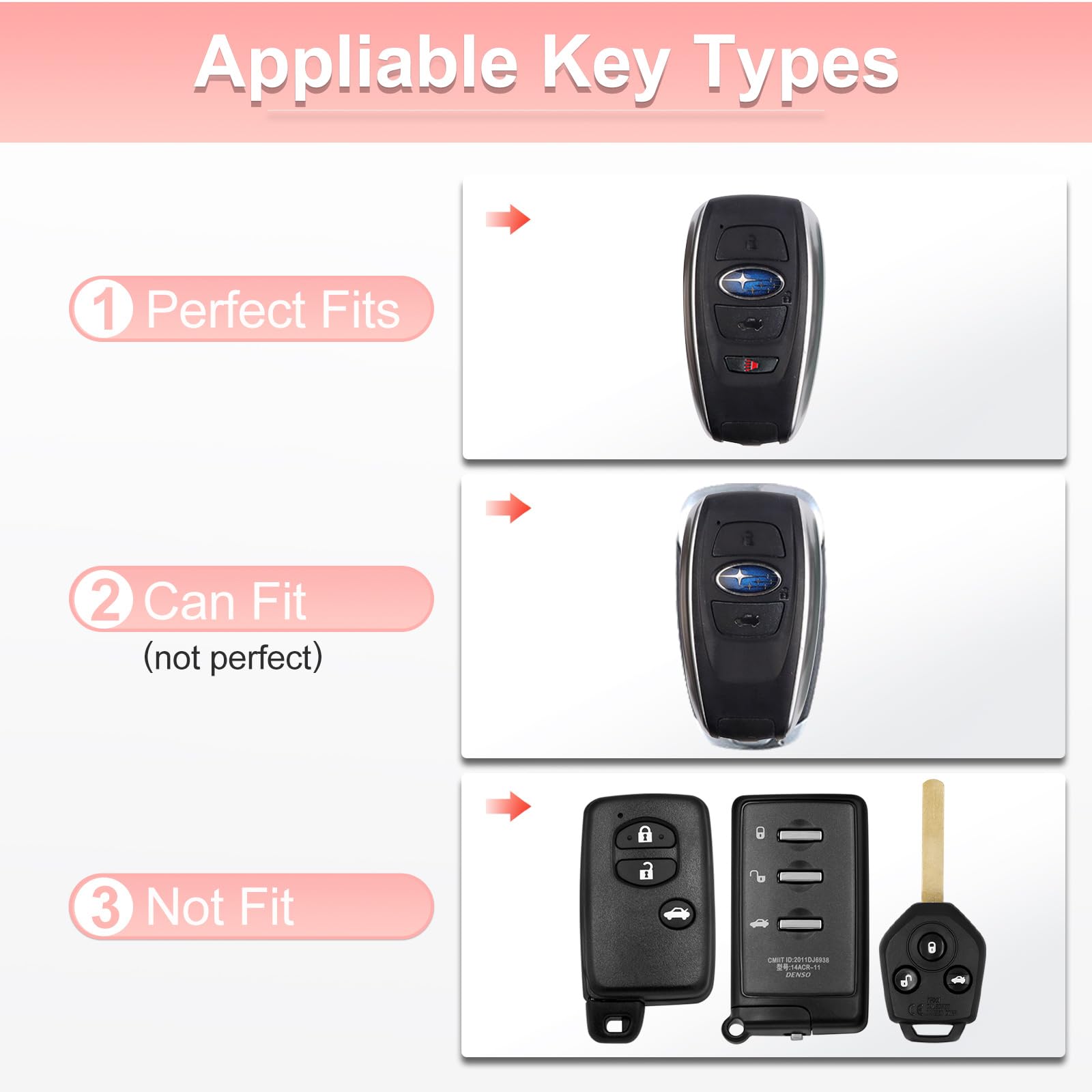 Pangpai Pink Key Fob Cover for Subaru, Soft TPU Key Case Protection with Bling Keychain Fit for Ascent BRZ Crosstrek Forester Im