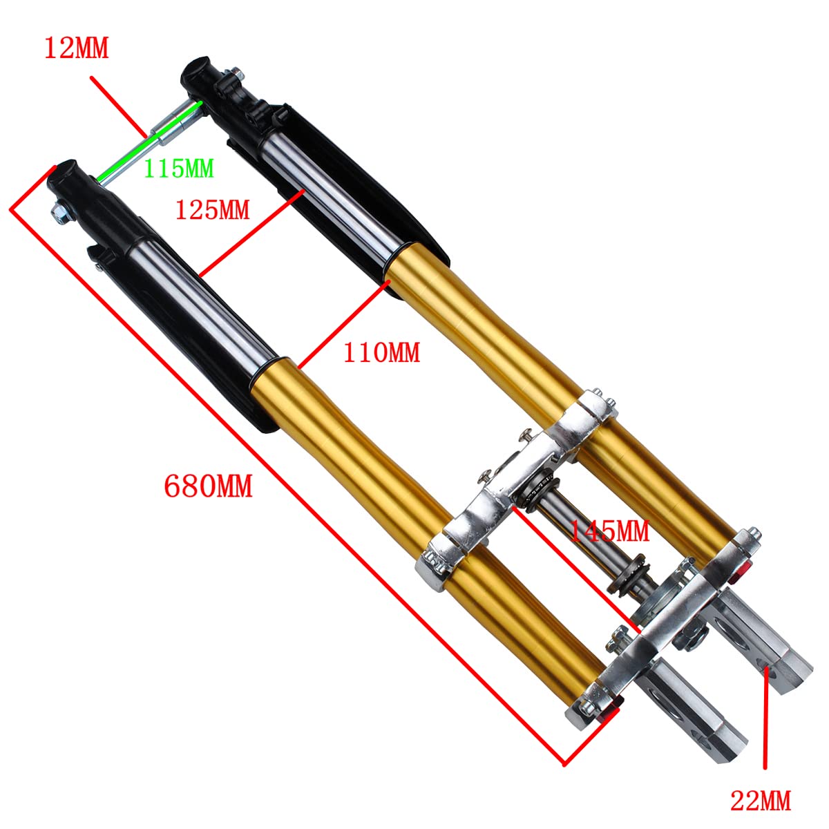 Motorcycle Front Shock Absorber Dirt Pit Bike Triple Tree Clamp Inverted Forks Front Fork Shock Assembly Shock Absorber Forks Suspension For Crf50 Xr Sdg Ssr Pit Bikes 125 110