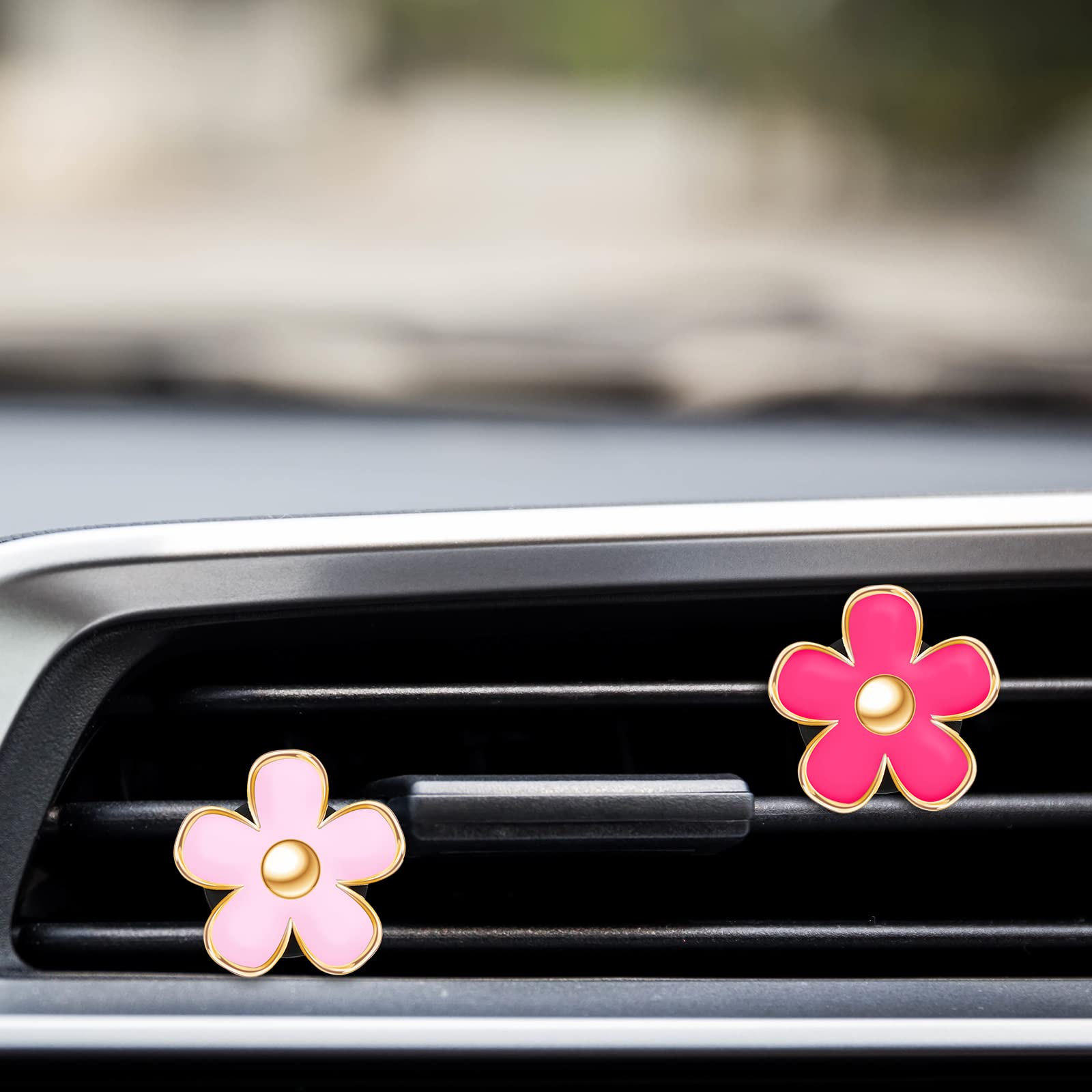 Frienda 6 Pcs Daisy Flower Air Vent Clip Christmas Daisy Flower Car Air Vent Clips Air Freshener Outlet Clip Car Air Conditionin