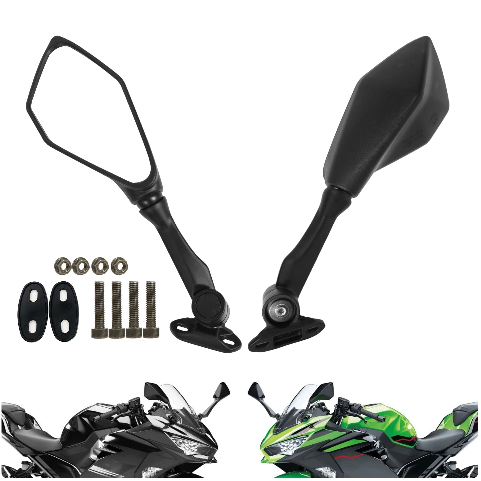 INKUDRI Ninja 300 Mirrors Ninja 400 Mirrors For Ninja 300 250 Ninja 636 300R EX300 ABS 2011-2018 Ninja 400 Mirrors EX400 Mirrors